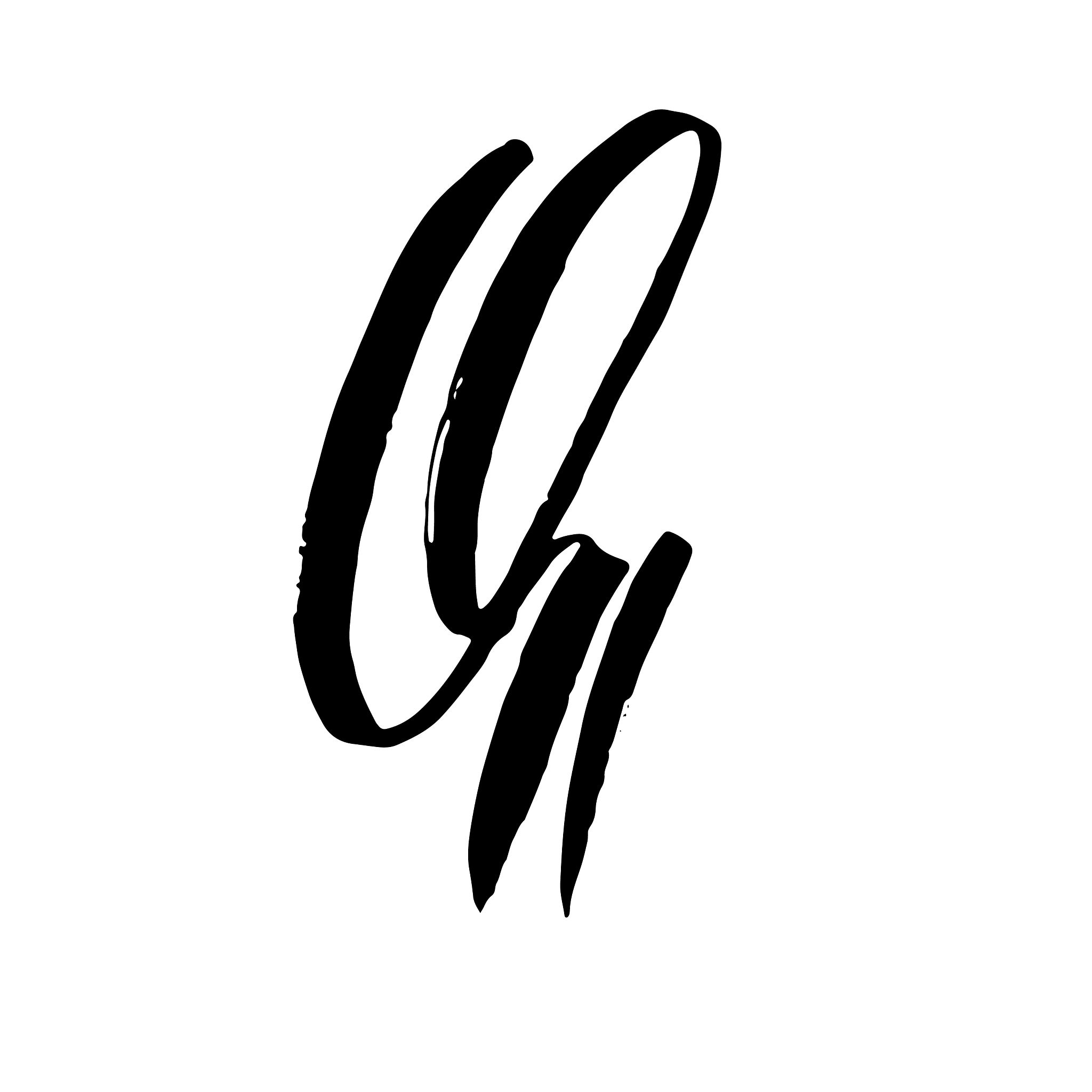 letter q handwritten by dry brush rough strokes
