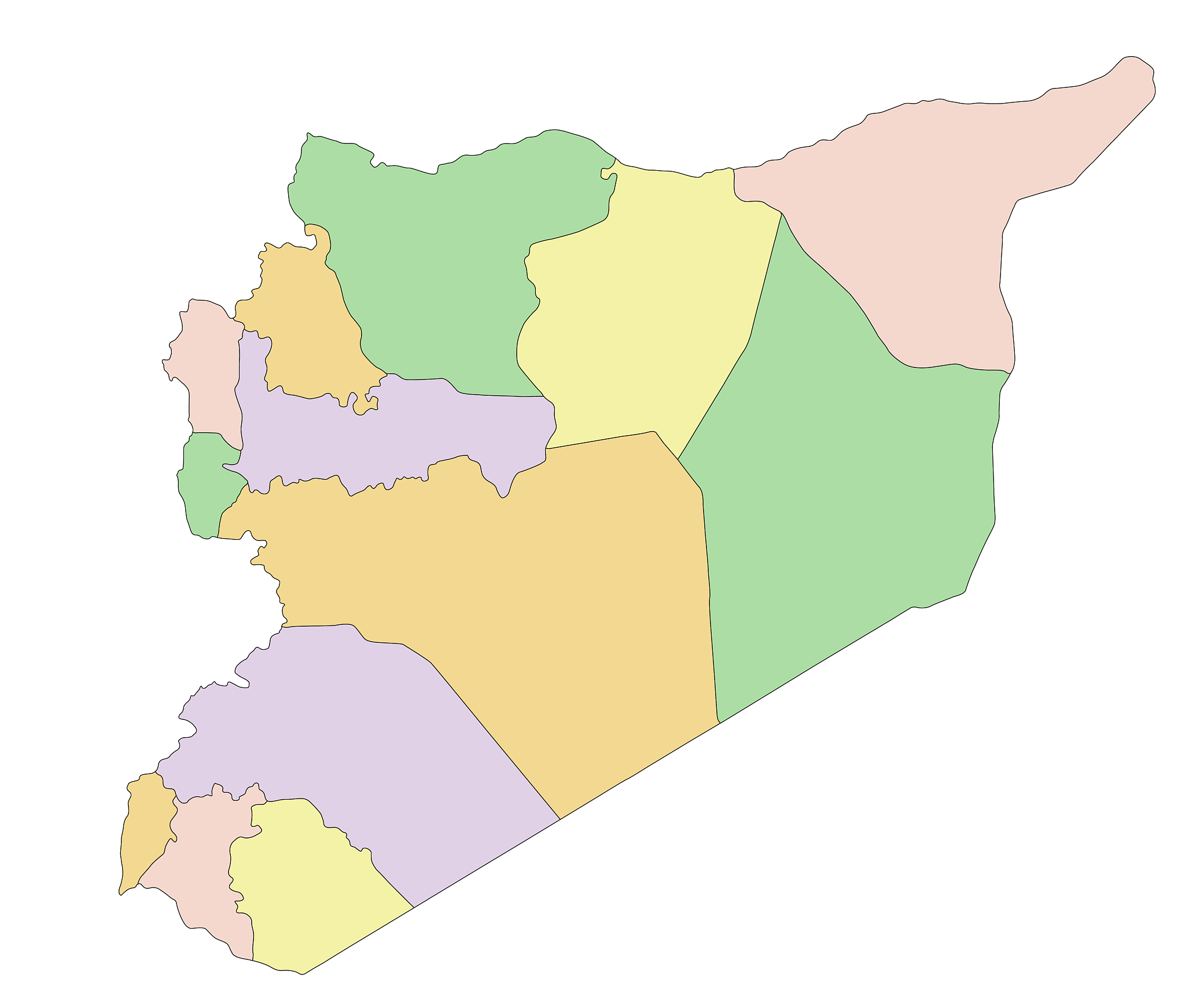 syria - highly detailed, editable political map.