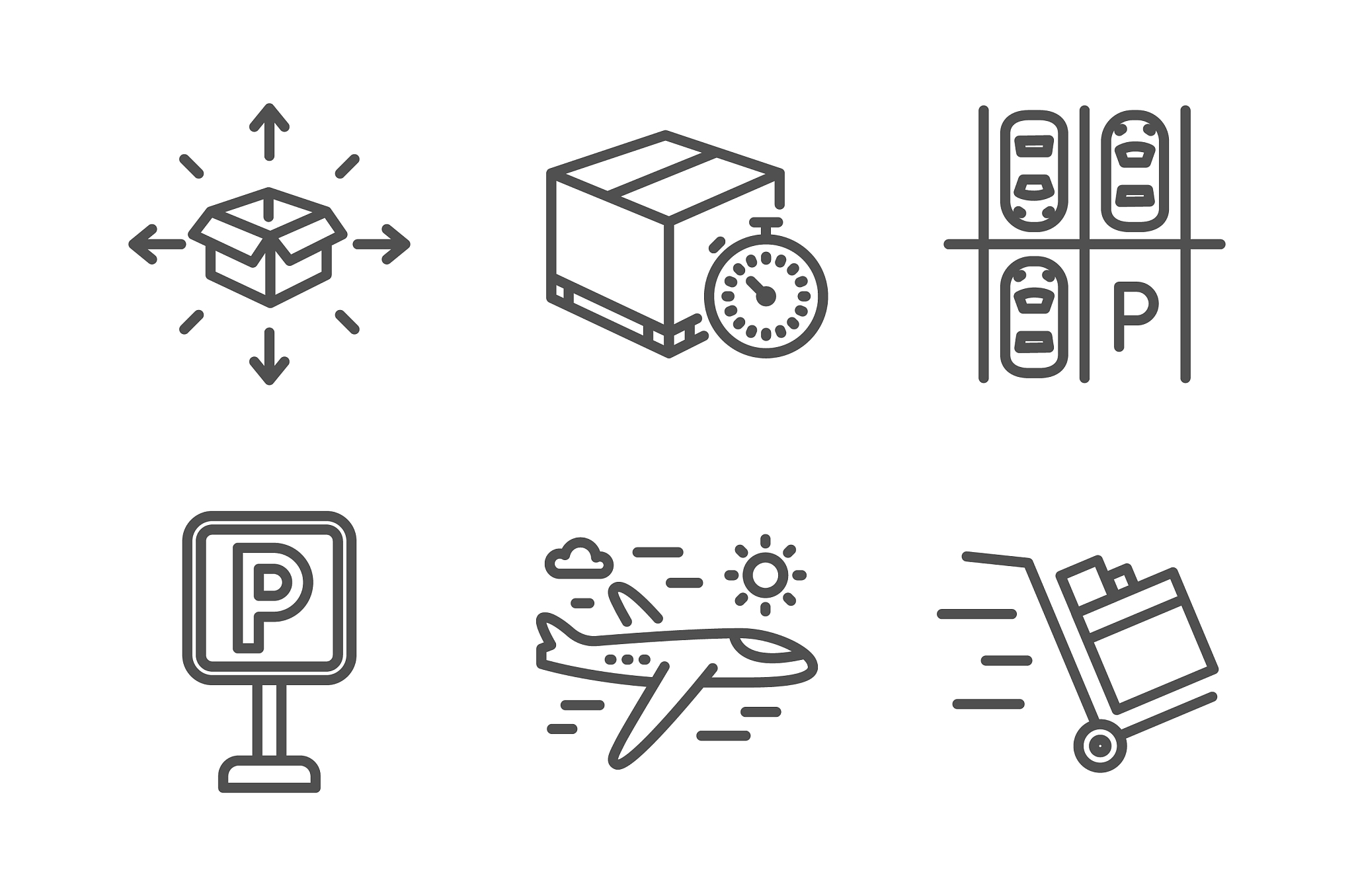 delivery timer parking place and parking icons