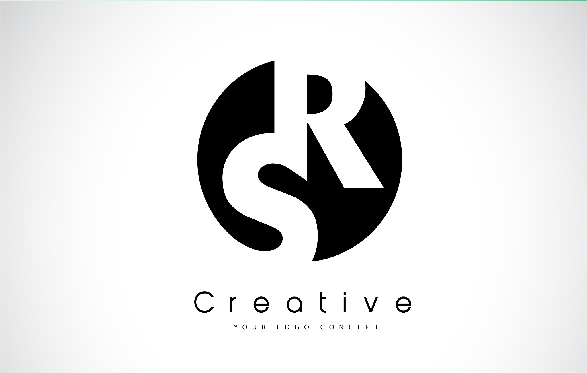 rs letter logo design inside a black circle