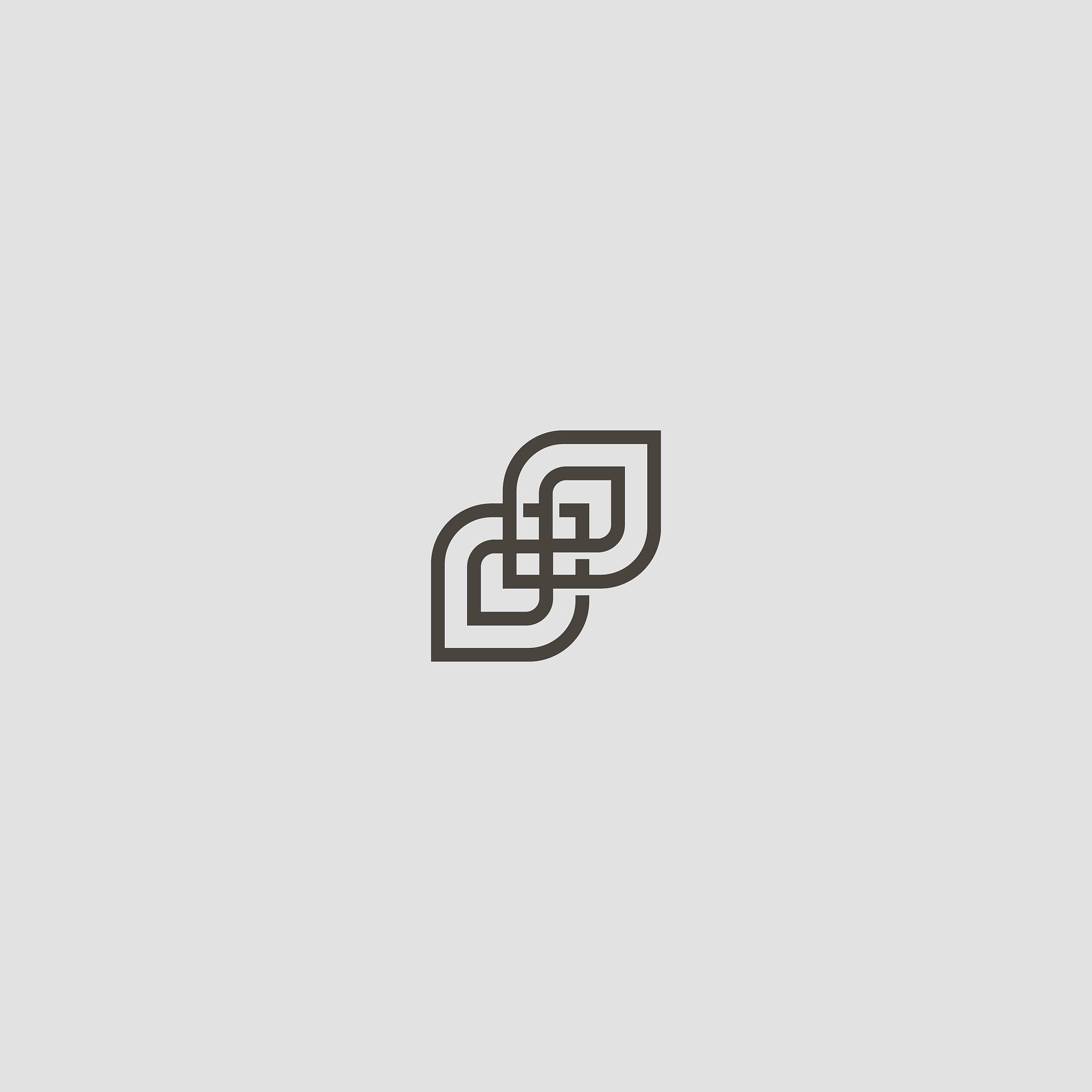 simple vector line art outline iconic sign of two leaf-shaped fi