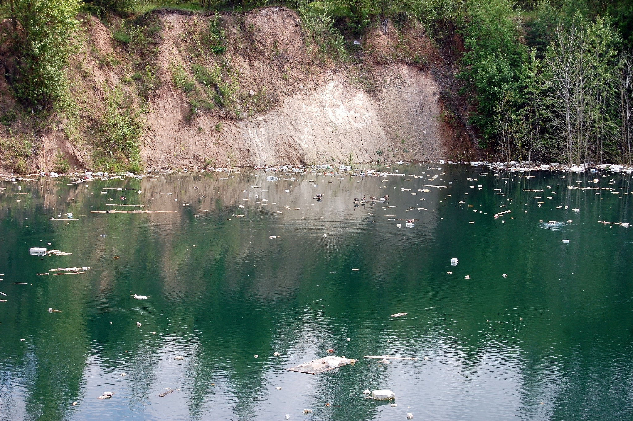 environmental pollution. industrial quarry with ejected debris.