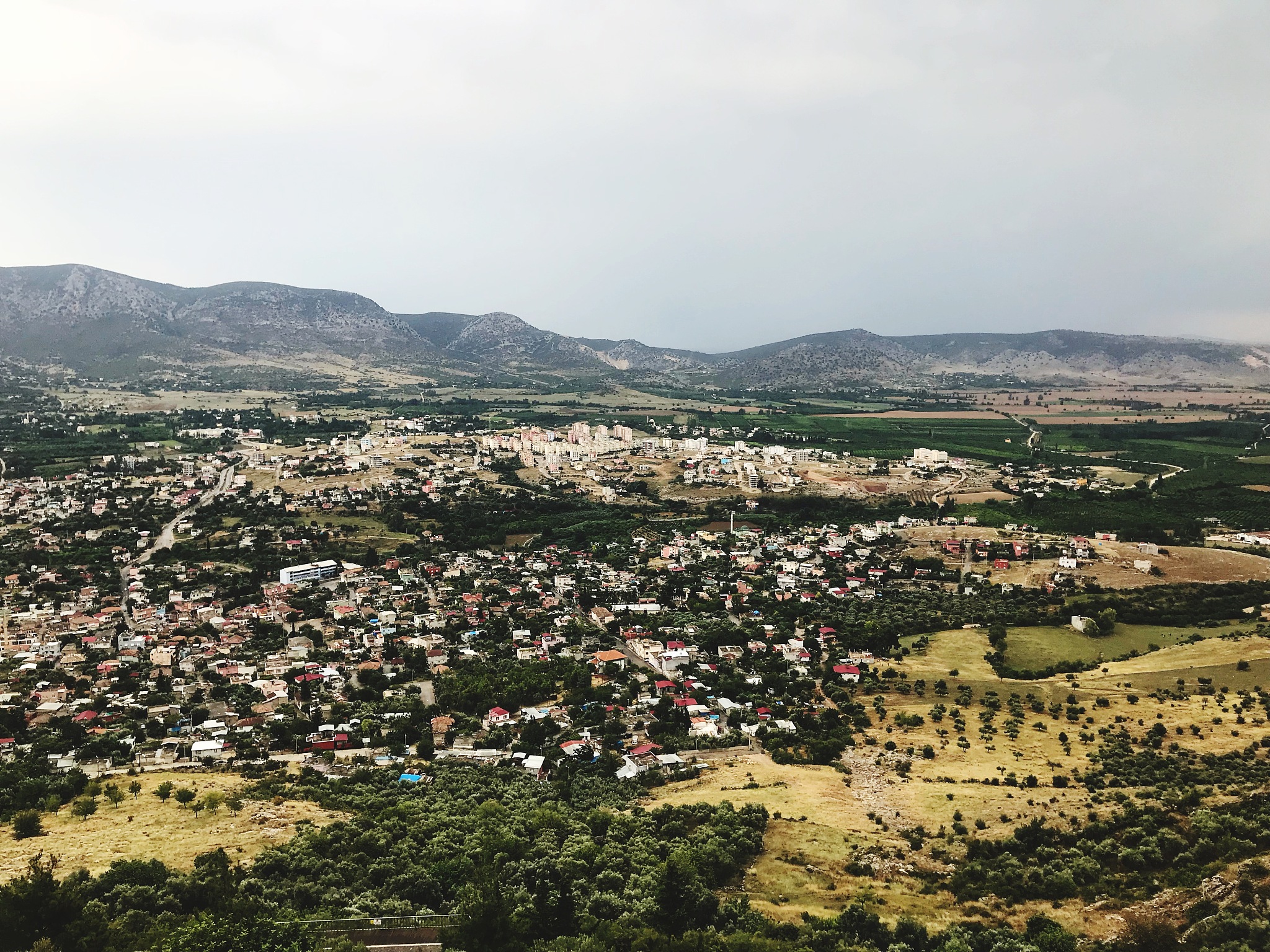 high angle view of townscape against sky