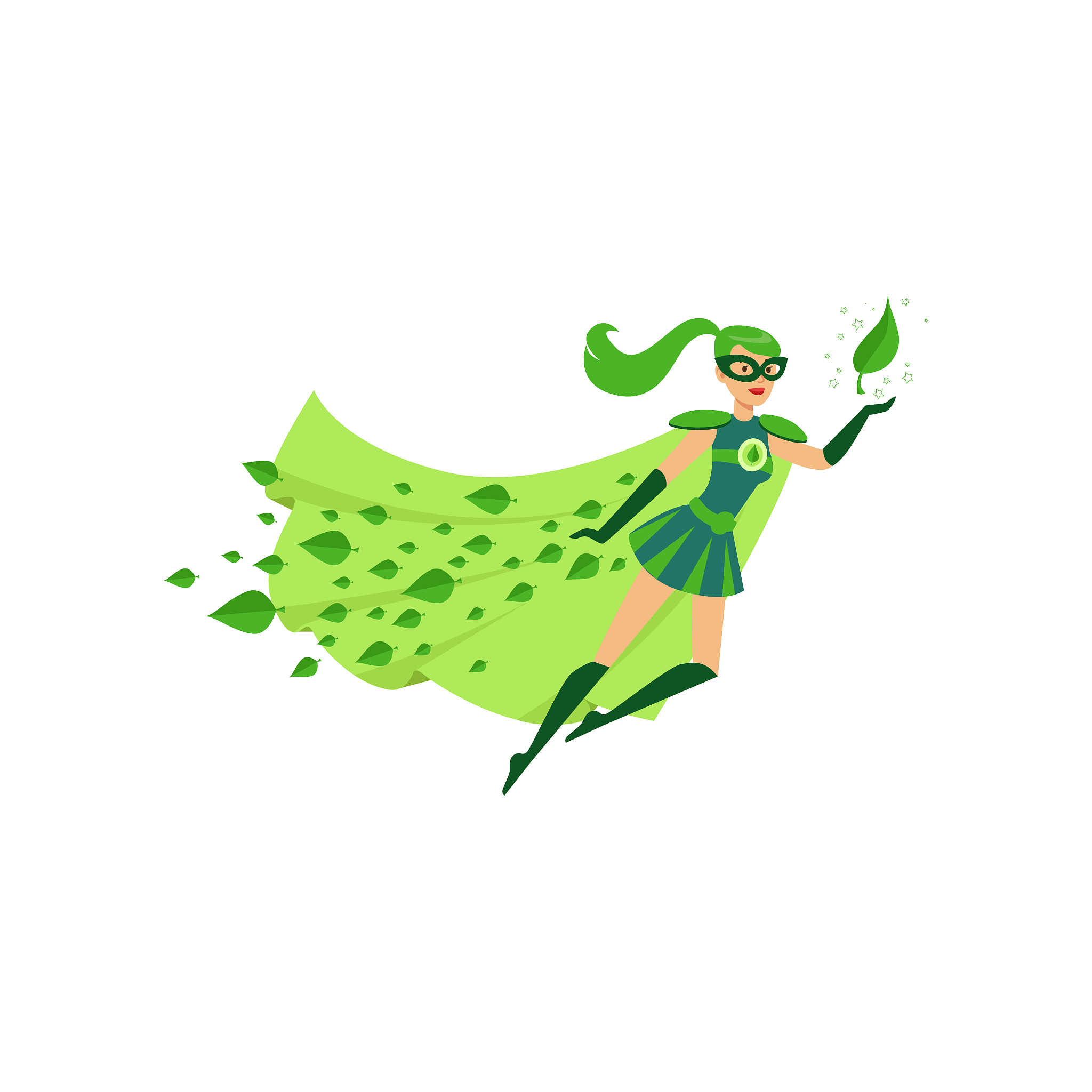 flying eco superhero female in costume