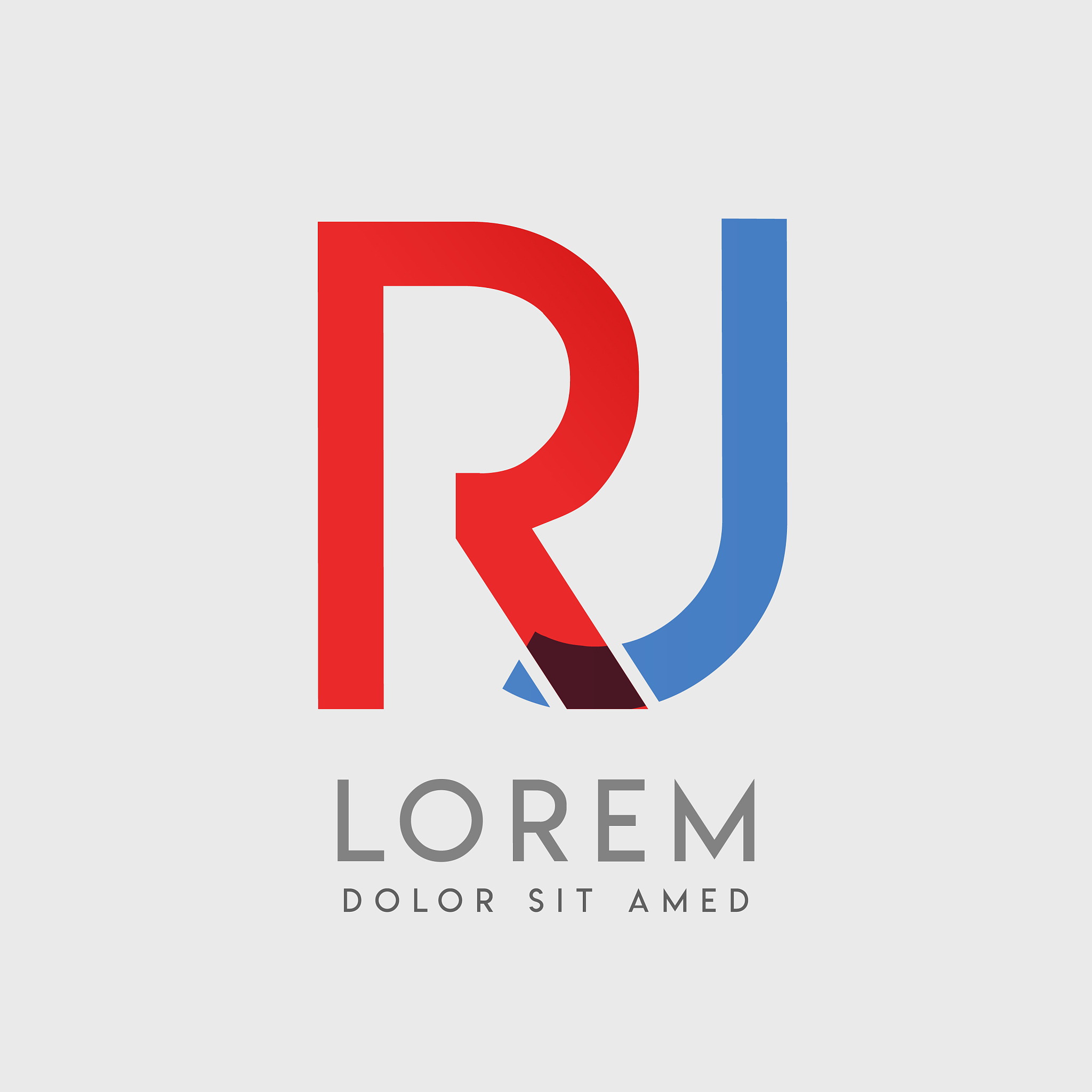 rj logo letters with blue and red gradation