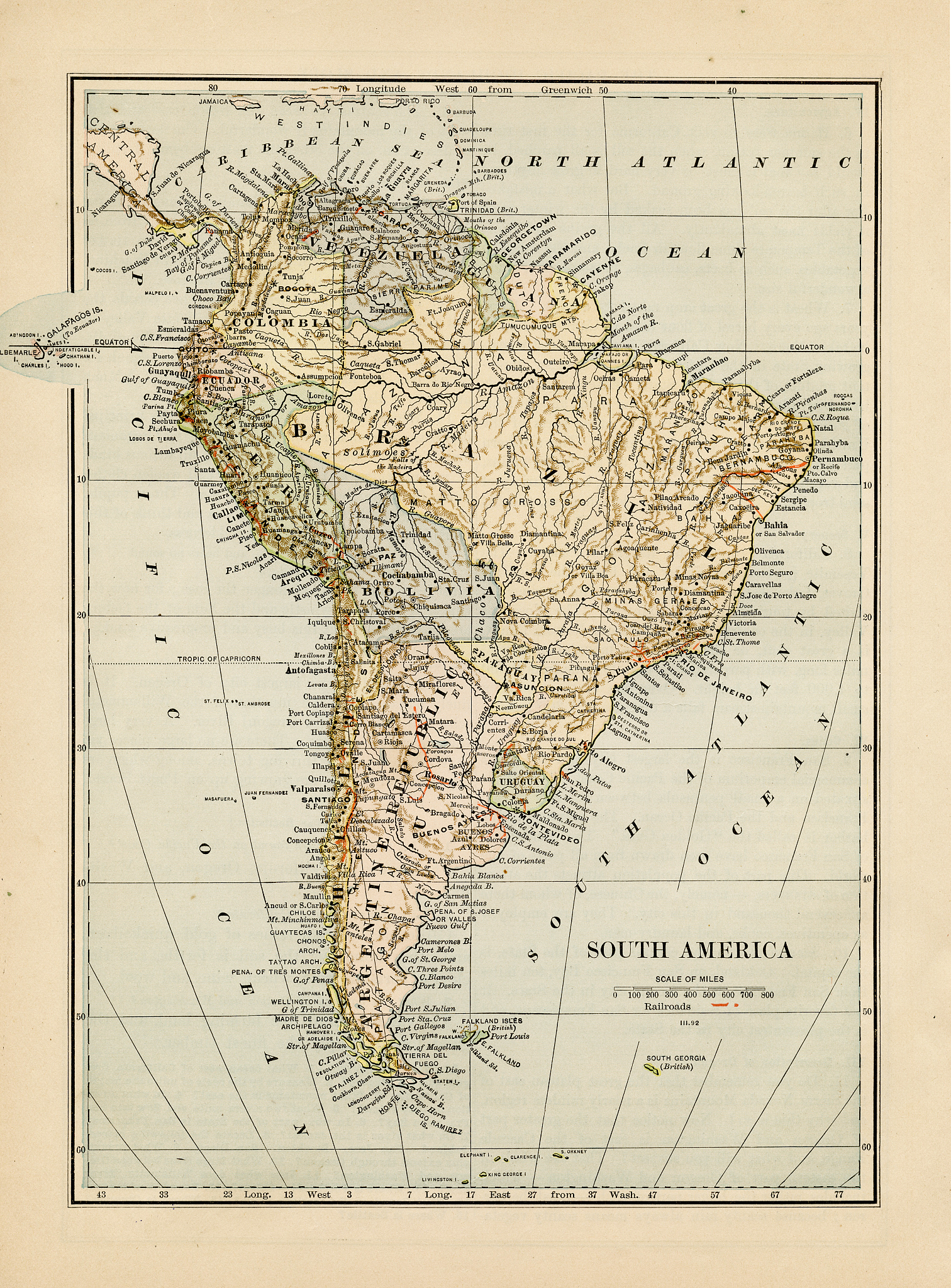 map of south america 1875