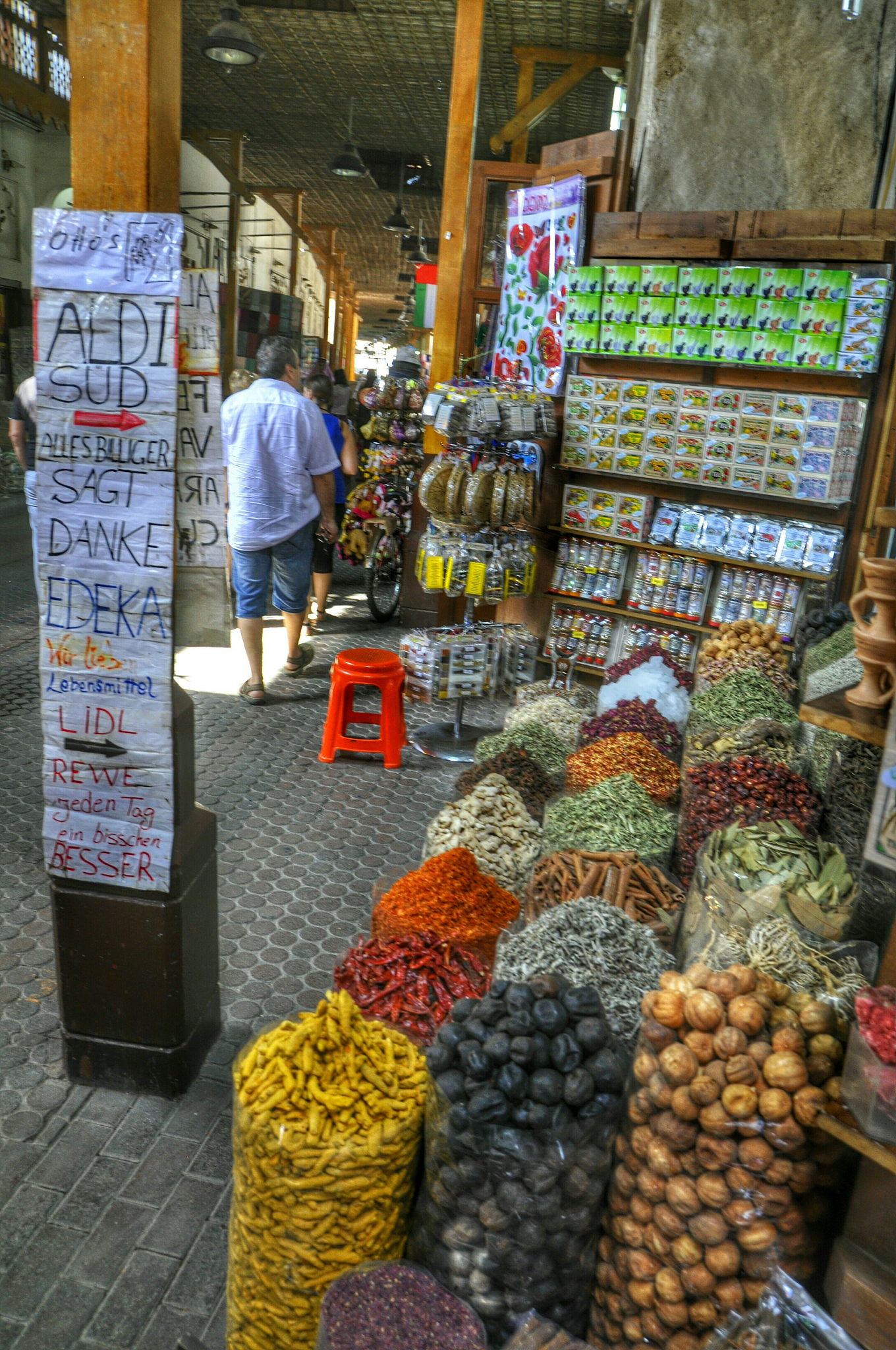 spices displayed at street market