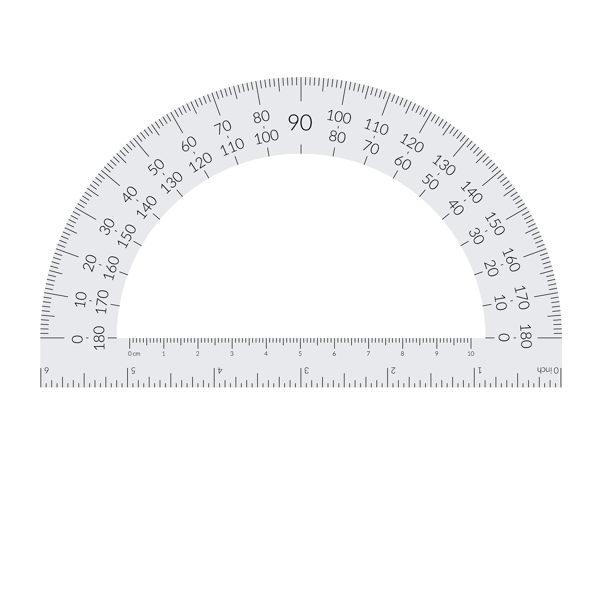 psper circular protractor with a ruler in metric and imperial un