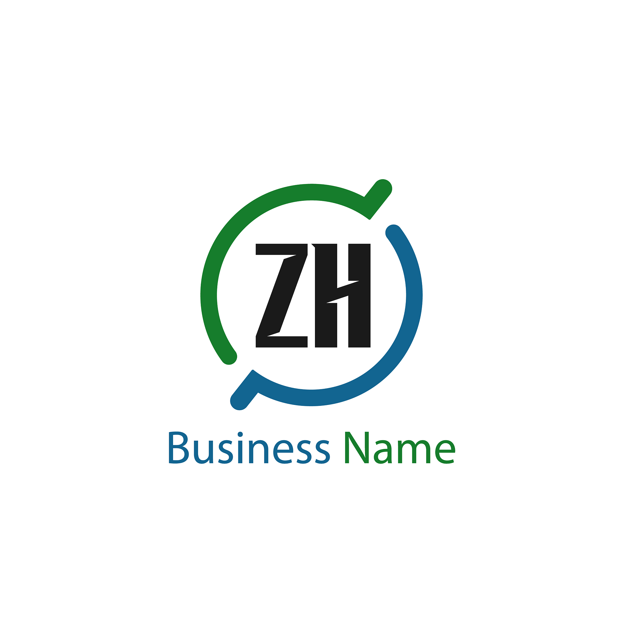 initial letter zh logo template design