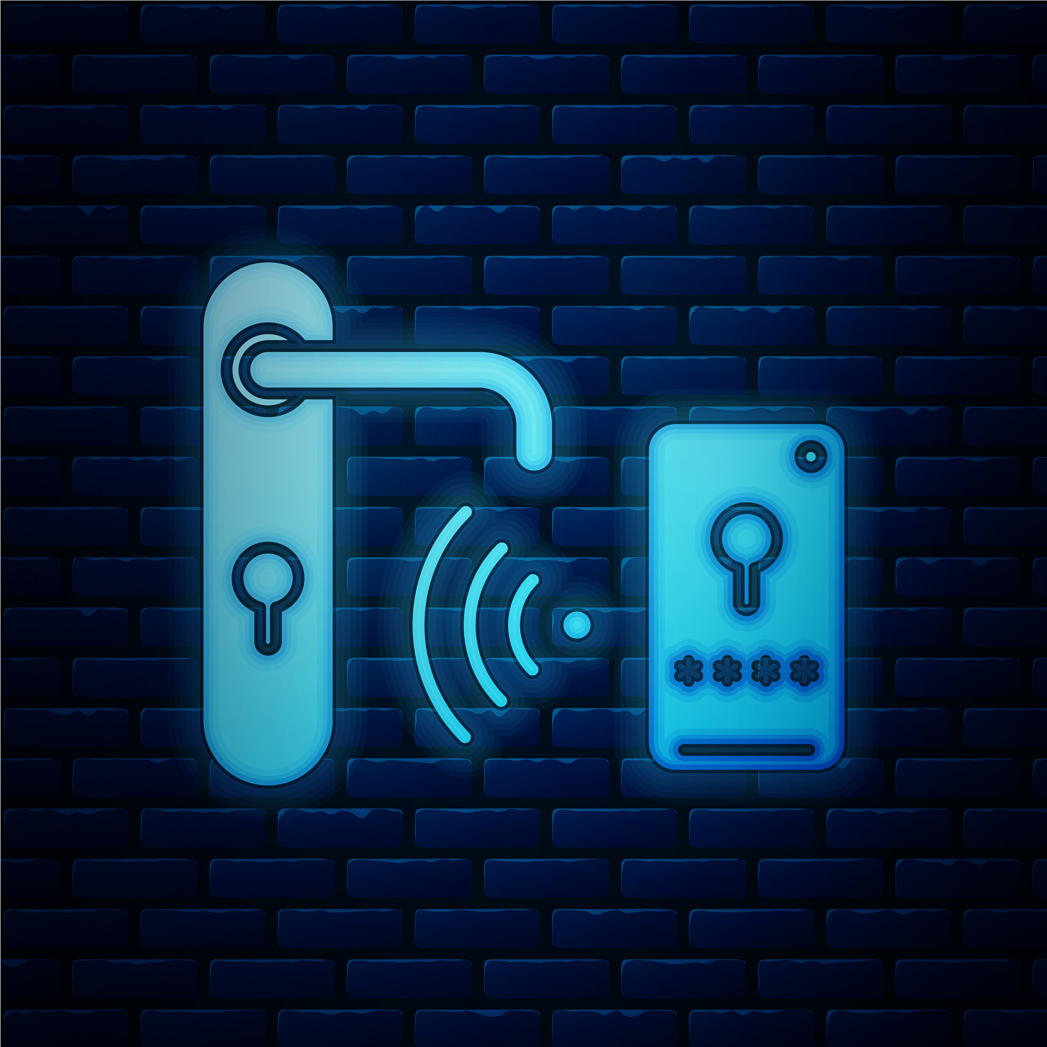 glowing neon digital door lock with wireless