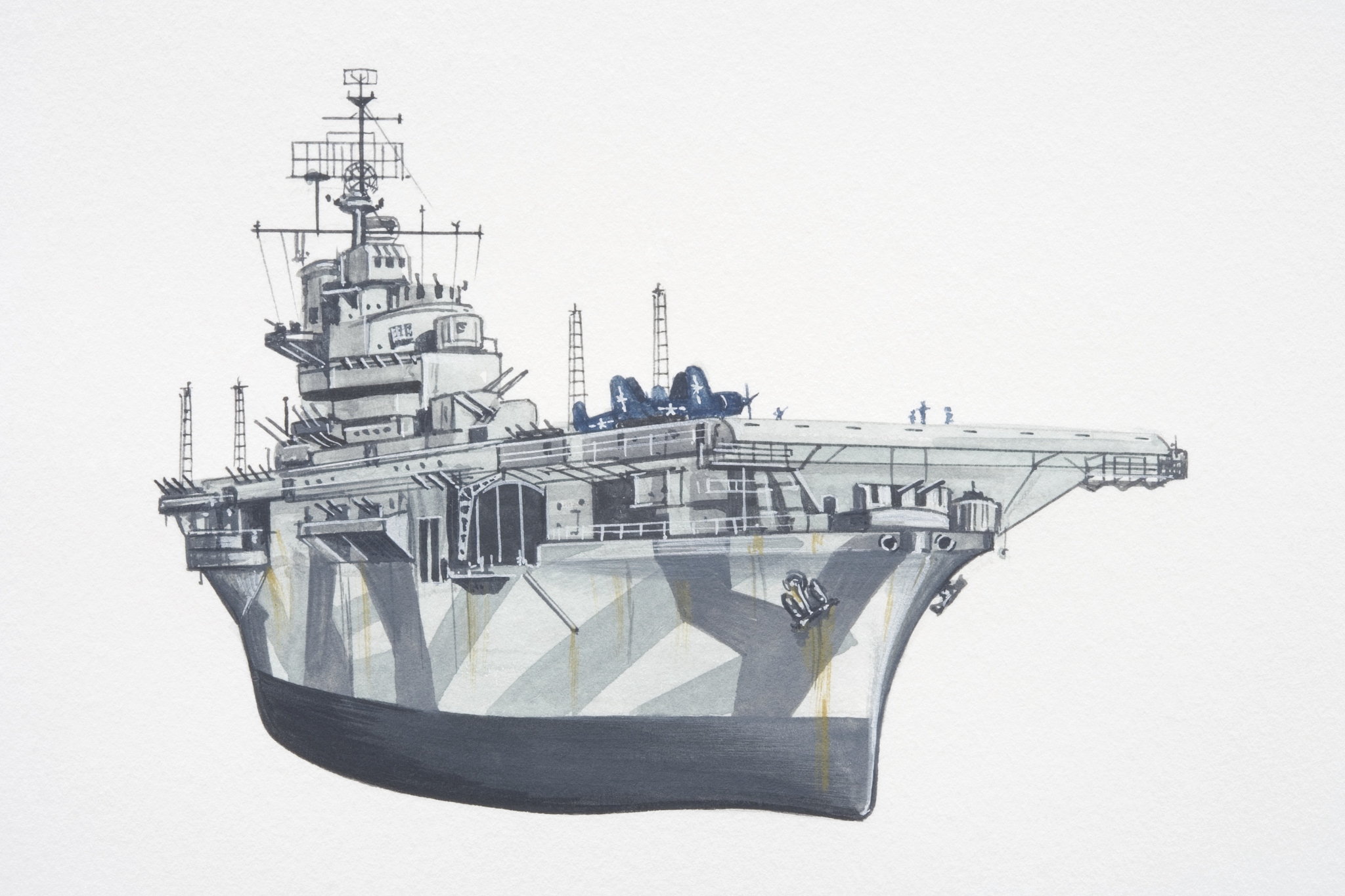 american world war ii aircraft carrier, front view.