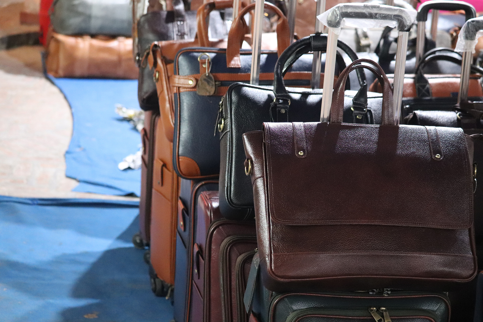 bags ready to be loaded into the aircraft