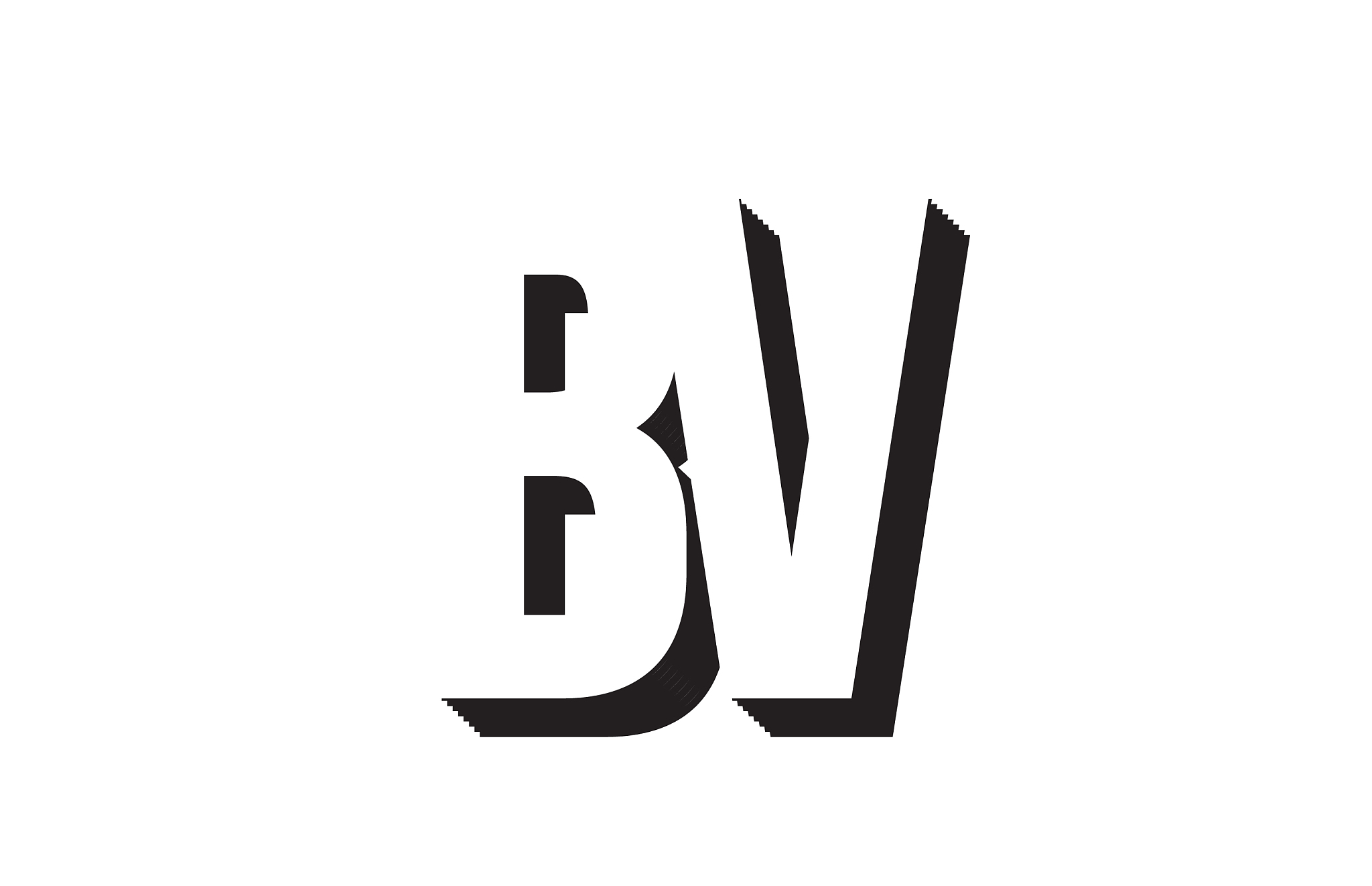 black and white bv b v alphabet letter logo