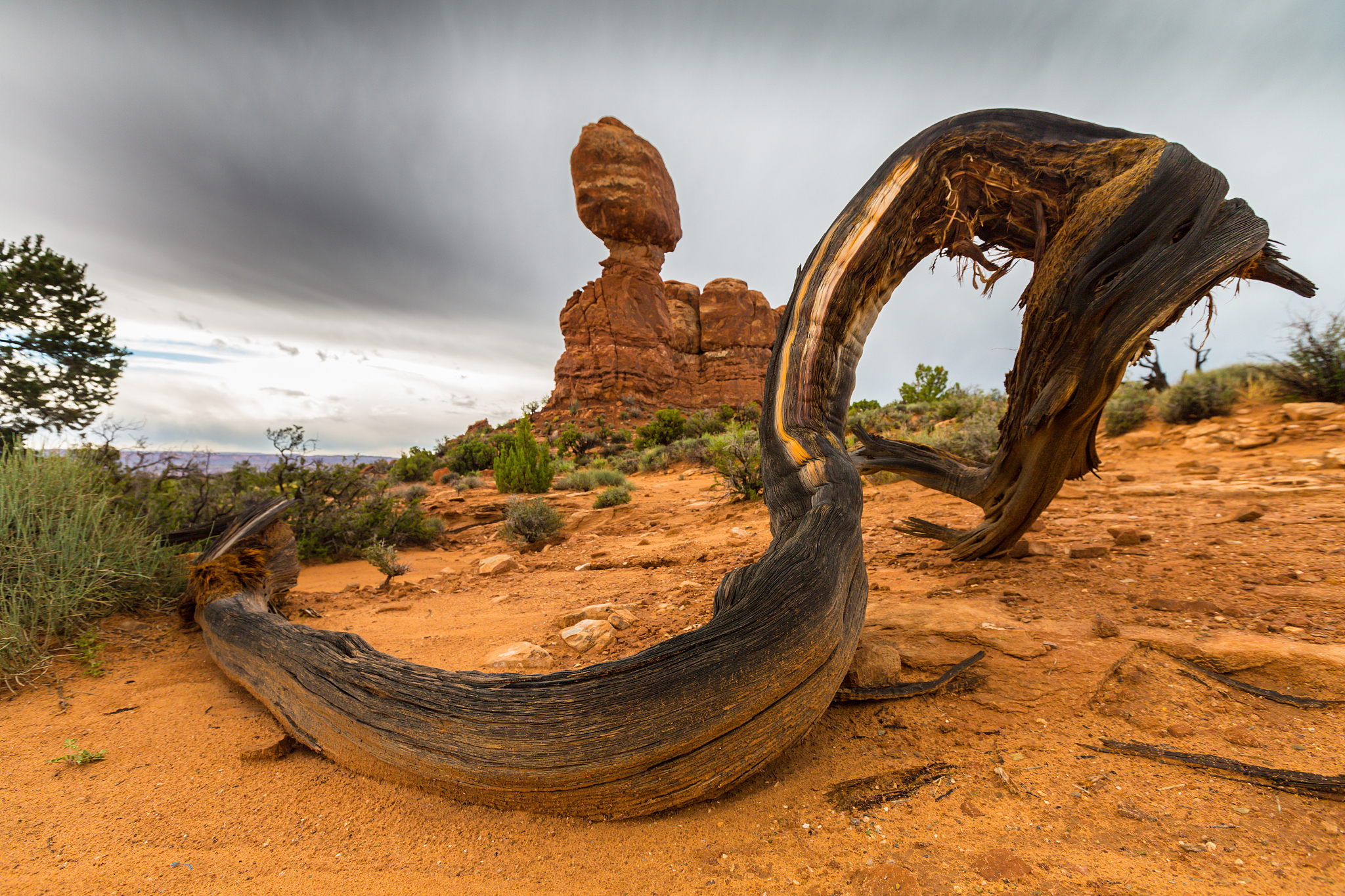 dramatic storm clouds and rain in the utah desert, arches nation