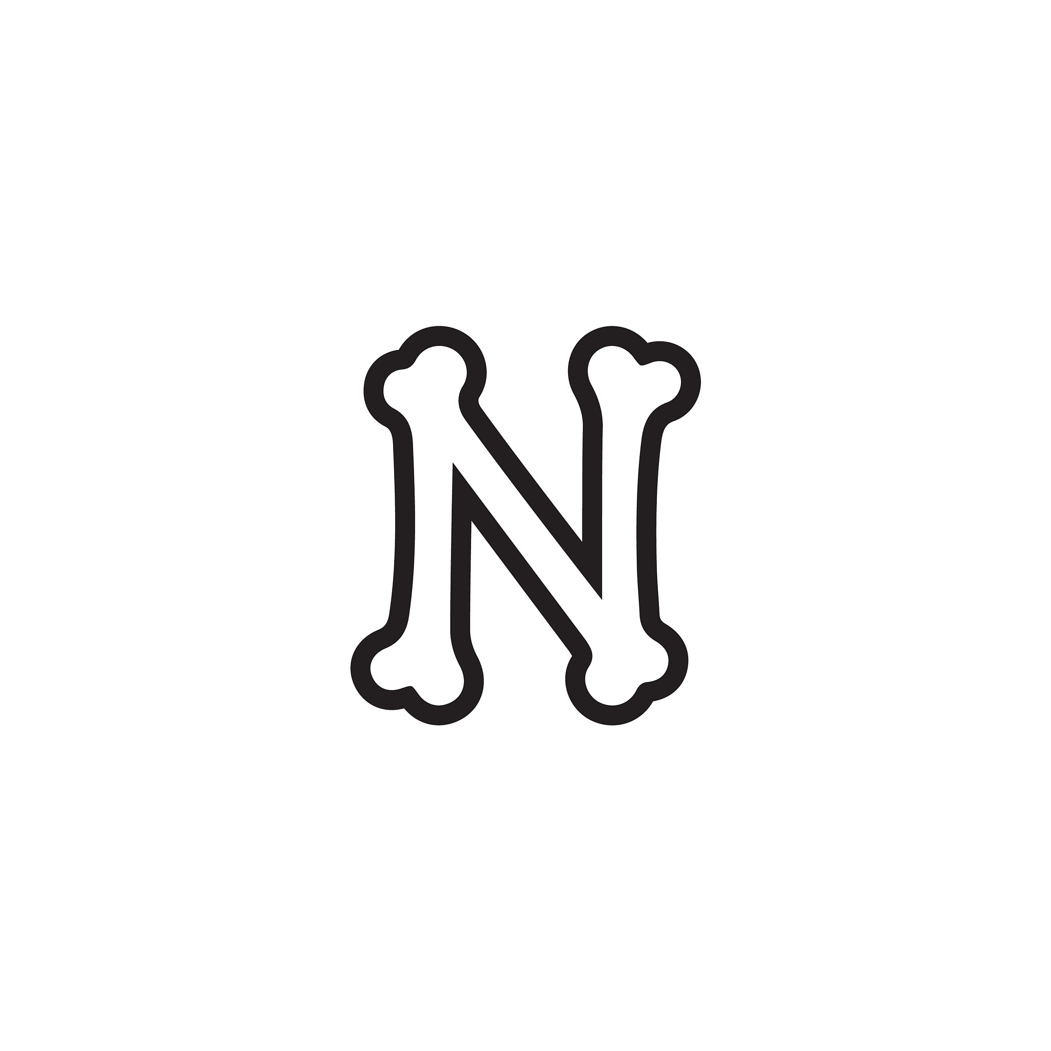 letter n shaped bone icon