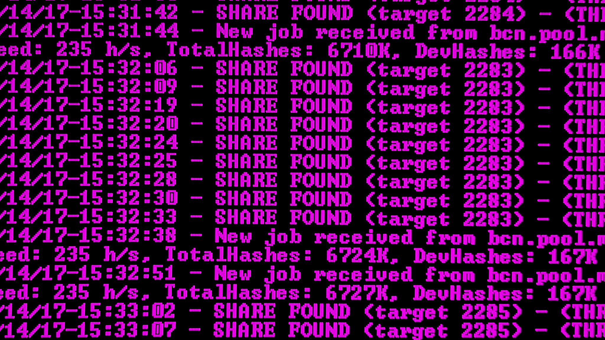 mining cryptocurrency process program on display pc. using softw