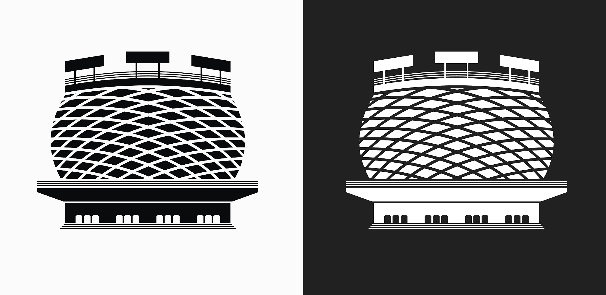skyscraper icon on black and white vector backgrounds