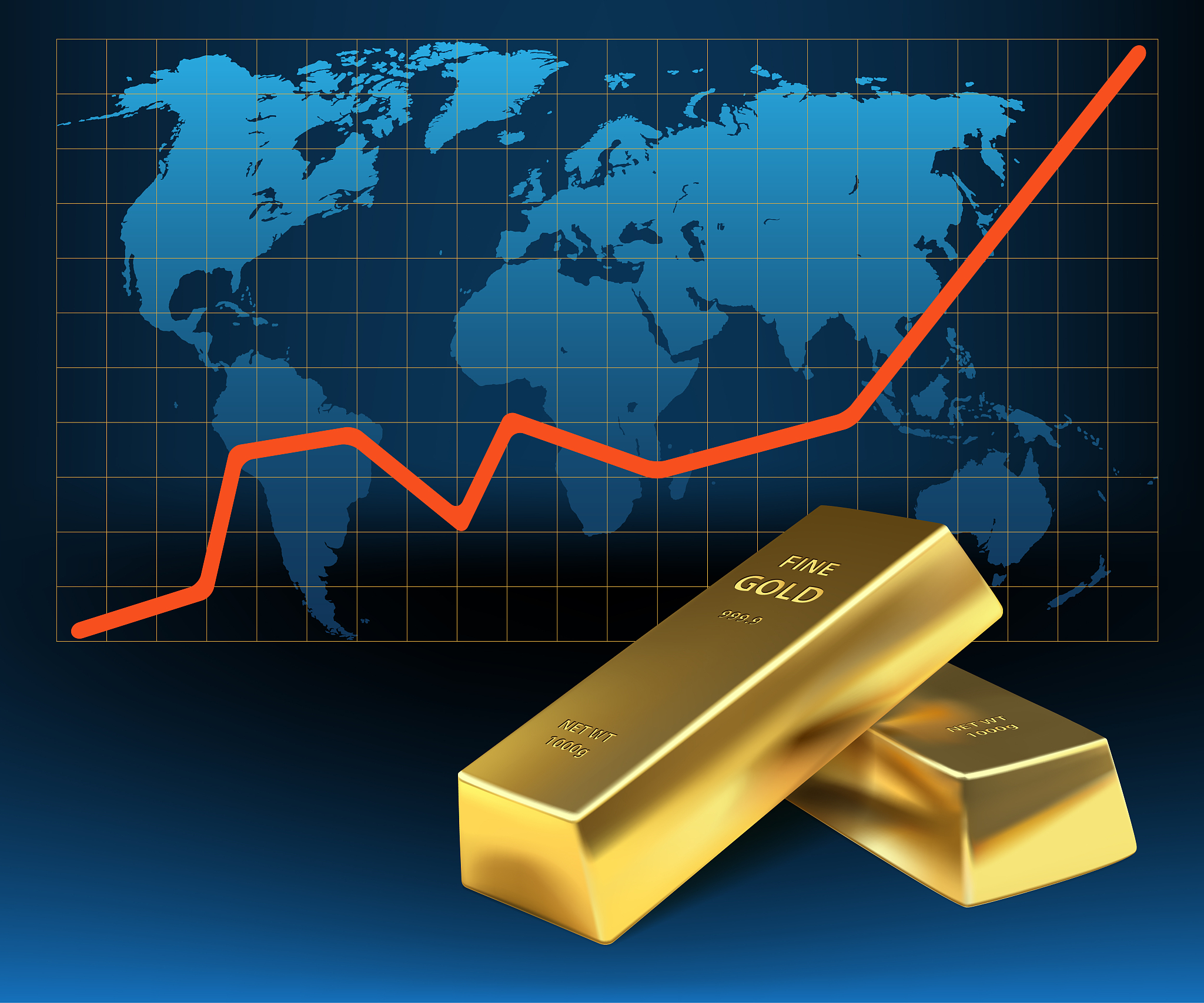concept of growth of the gold in financial world. banking busine