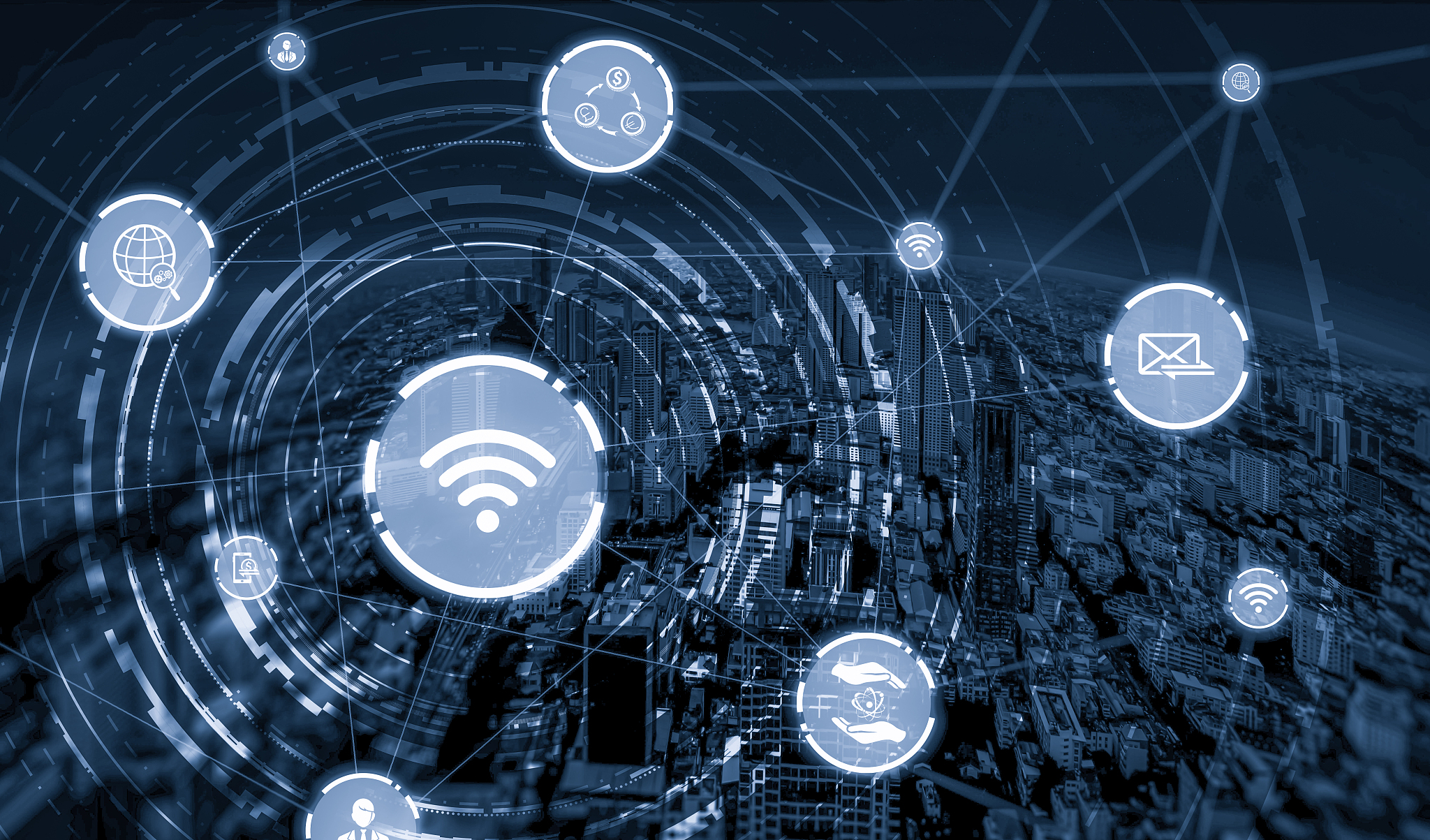 the modern creative communication and internet network connect i