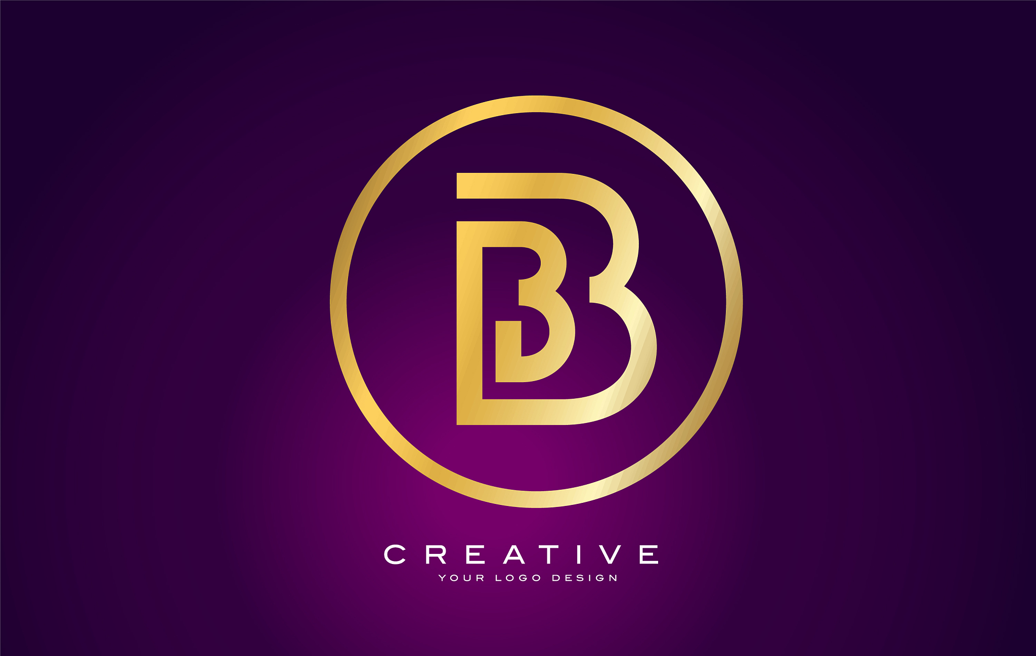 b letter gold logo design modern b icon with