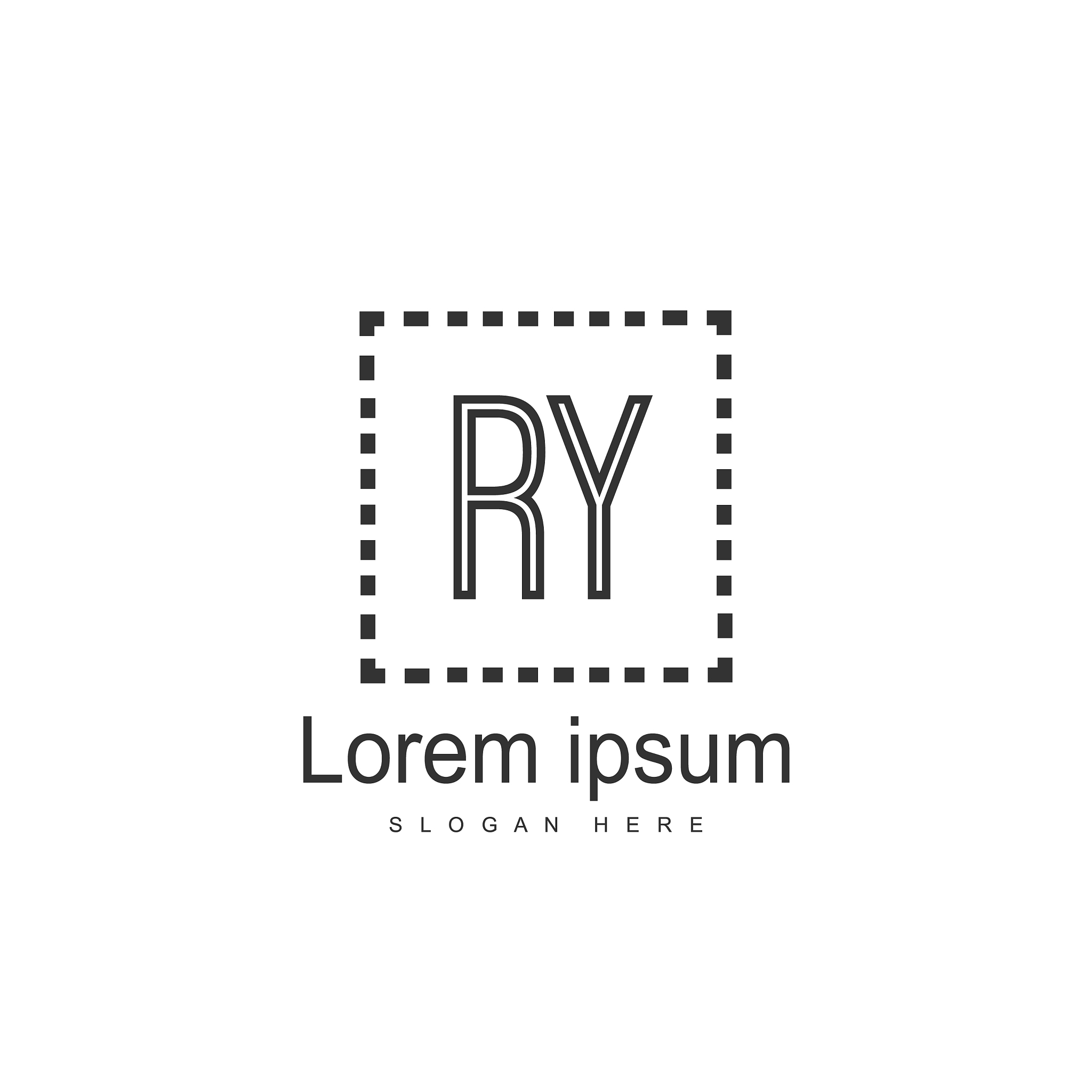 initial ry logo template minimalist letter logo