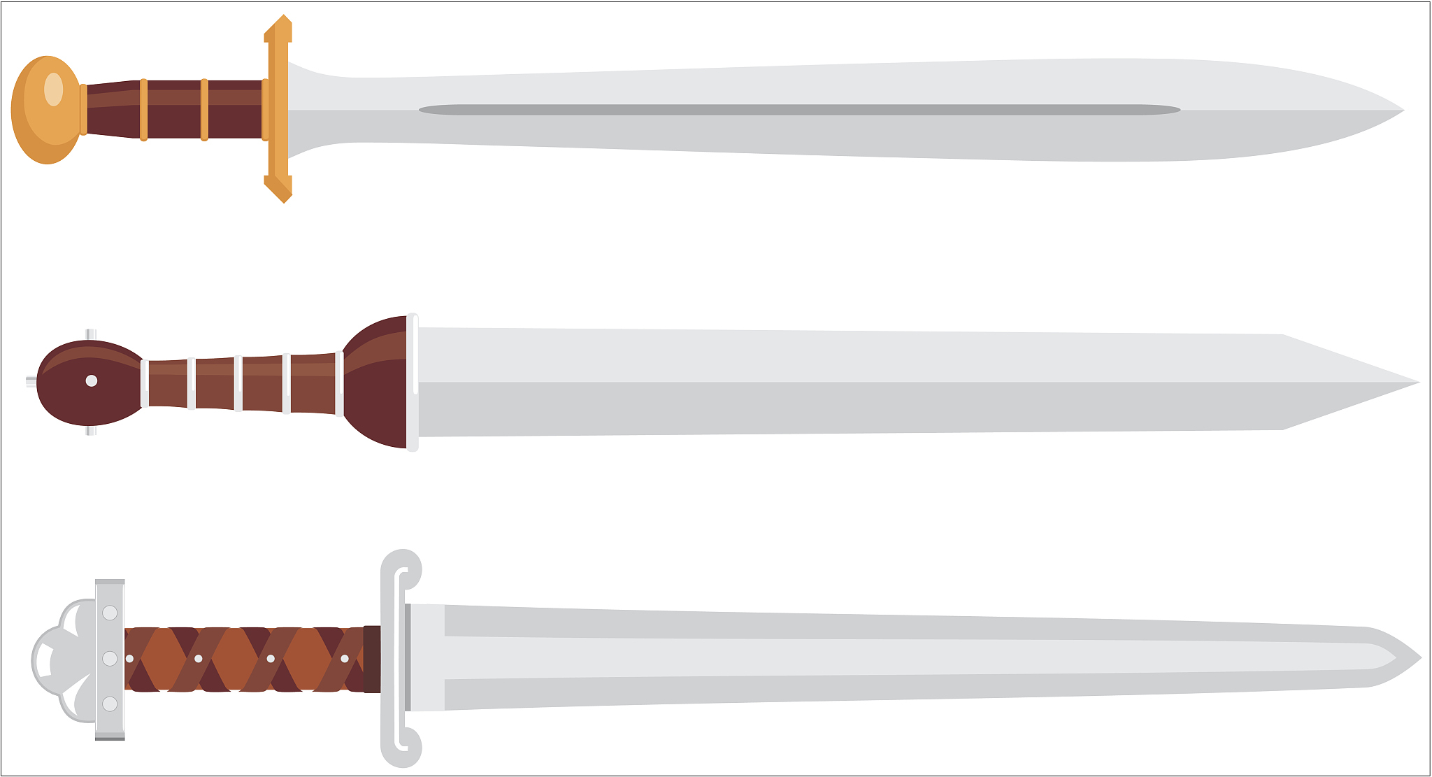 vector of different swords from different time eras