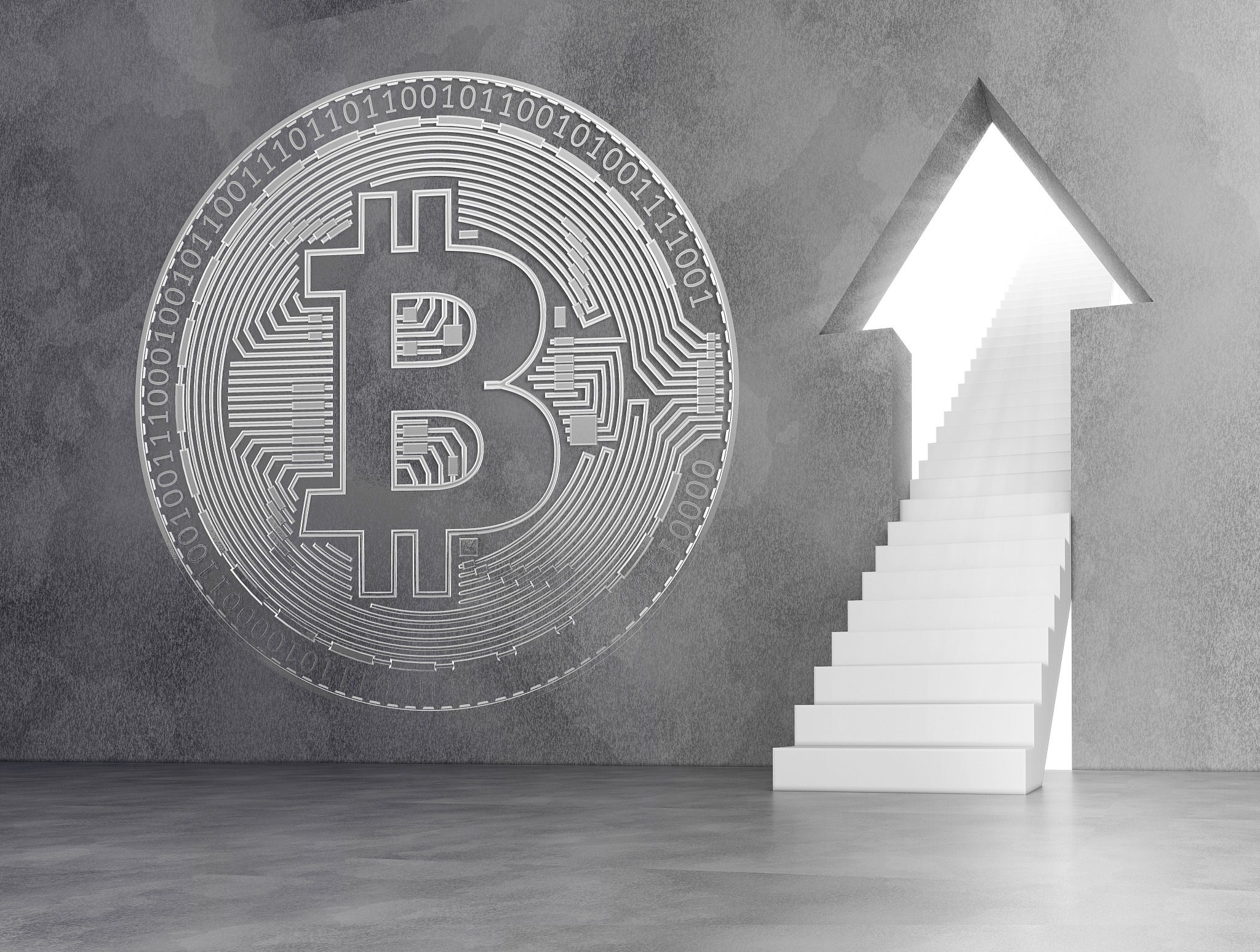 financial growth of bitcoins, conceptual illustration