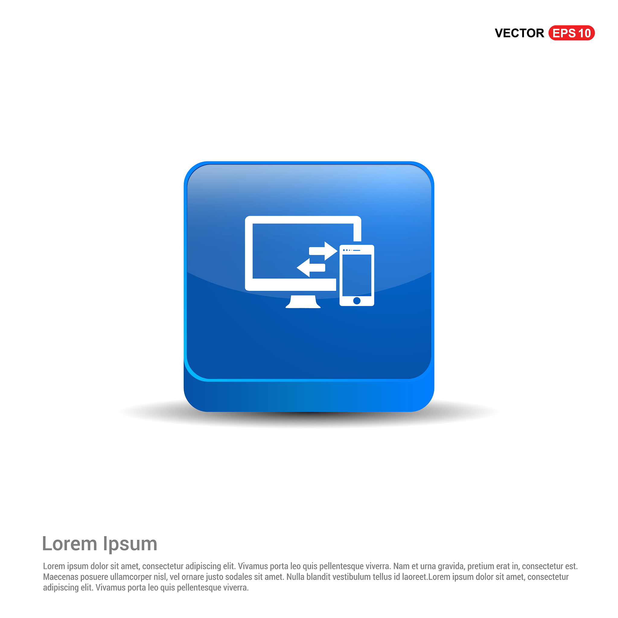 data transfer icon - 3d blue button