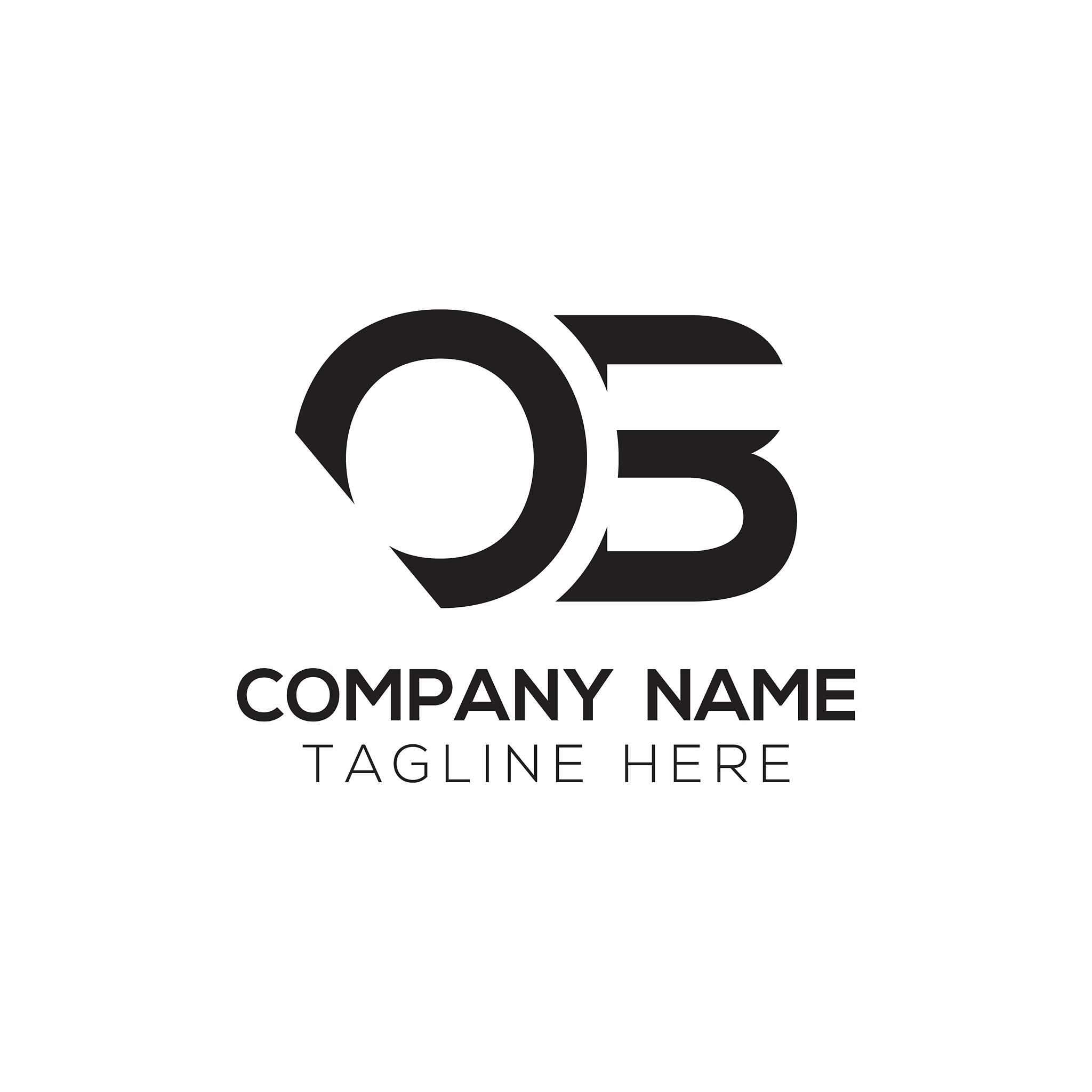 initial simple letter ob logo design template
