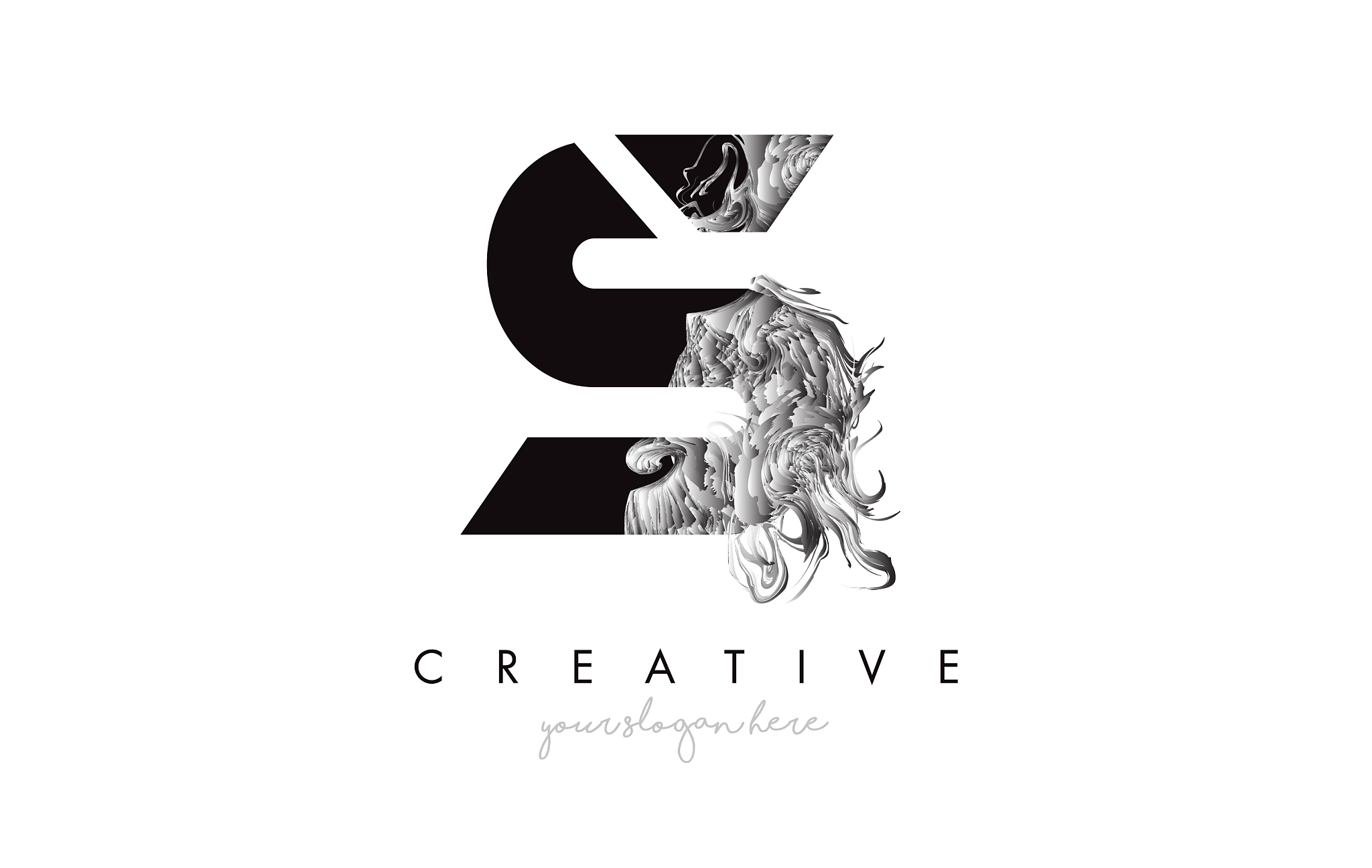 letter s logo design icon with artistic grunge