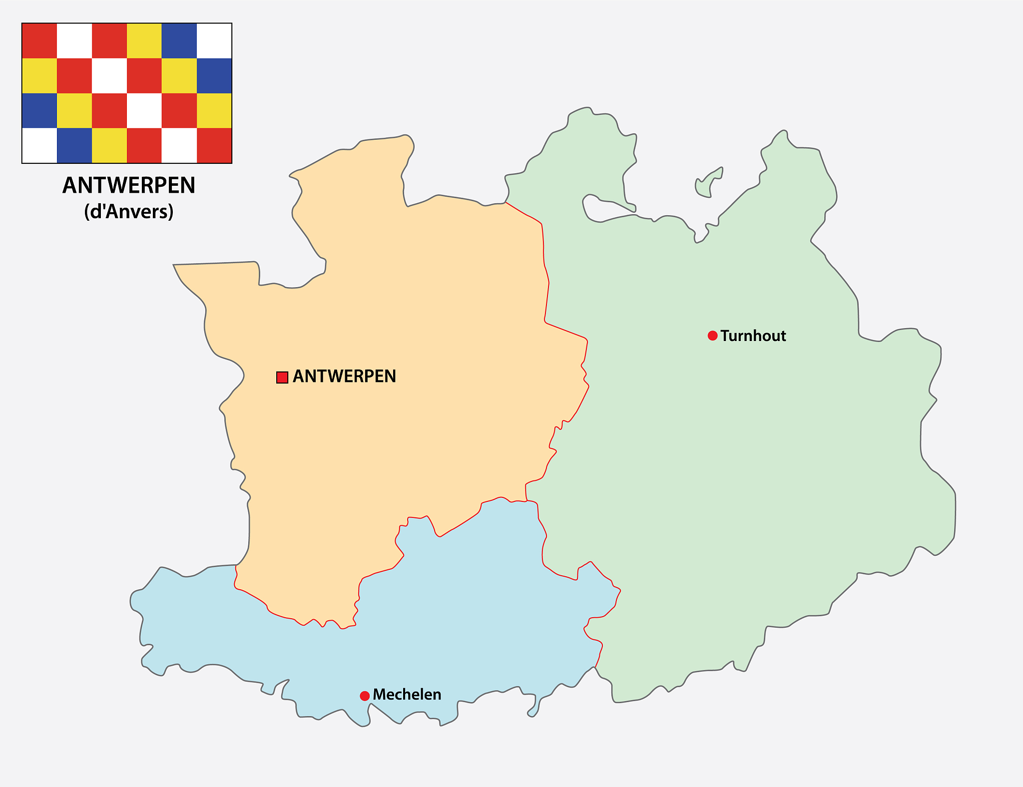 administrative and political map belgian