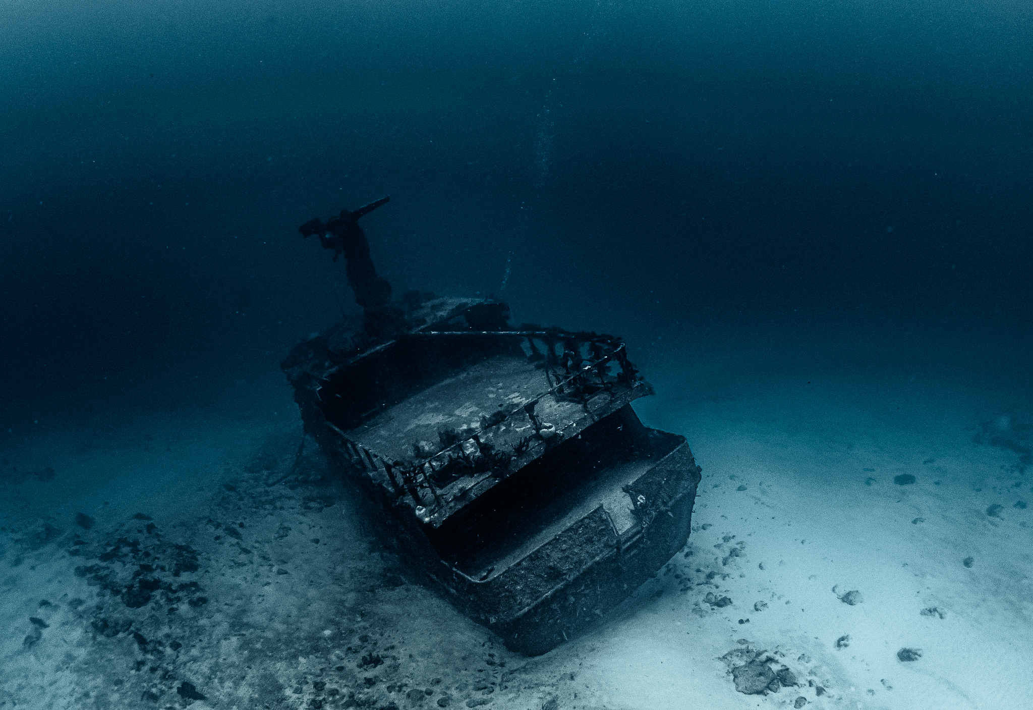 abandoned boat in sea