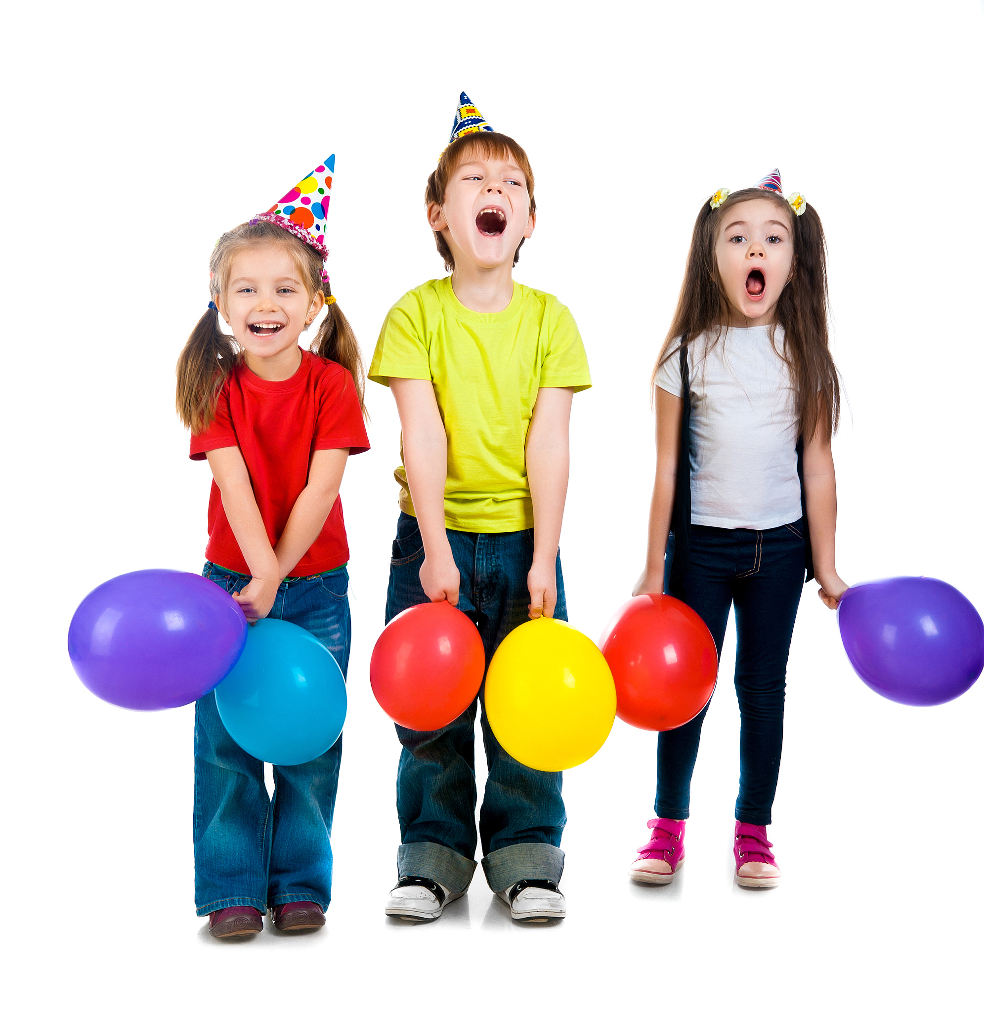 kids in birthday caps
