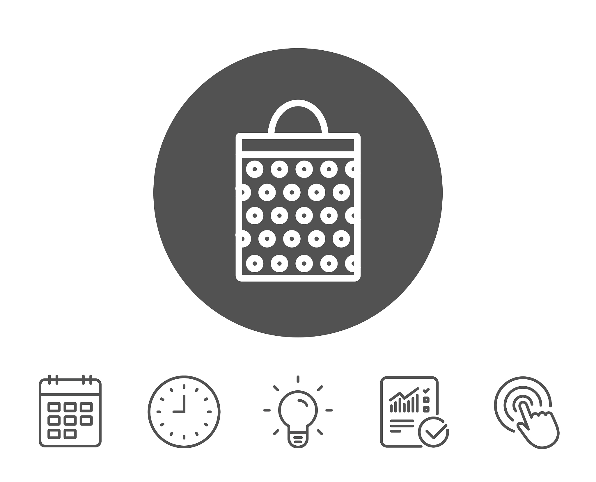 shopping bag with circles line icon.