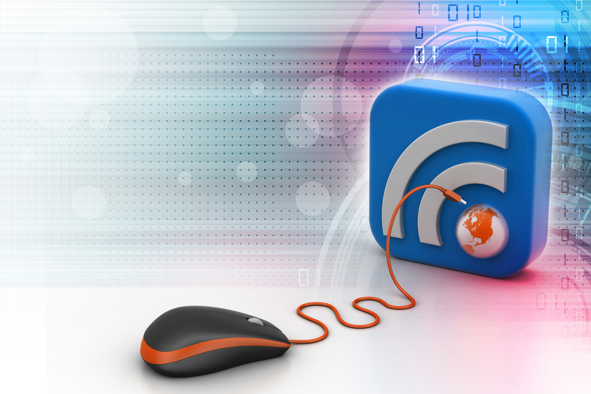 computer mouse with rss icon