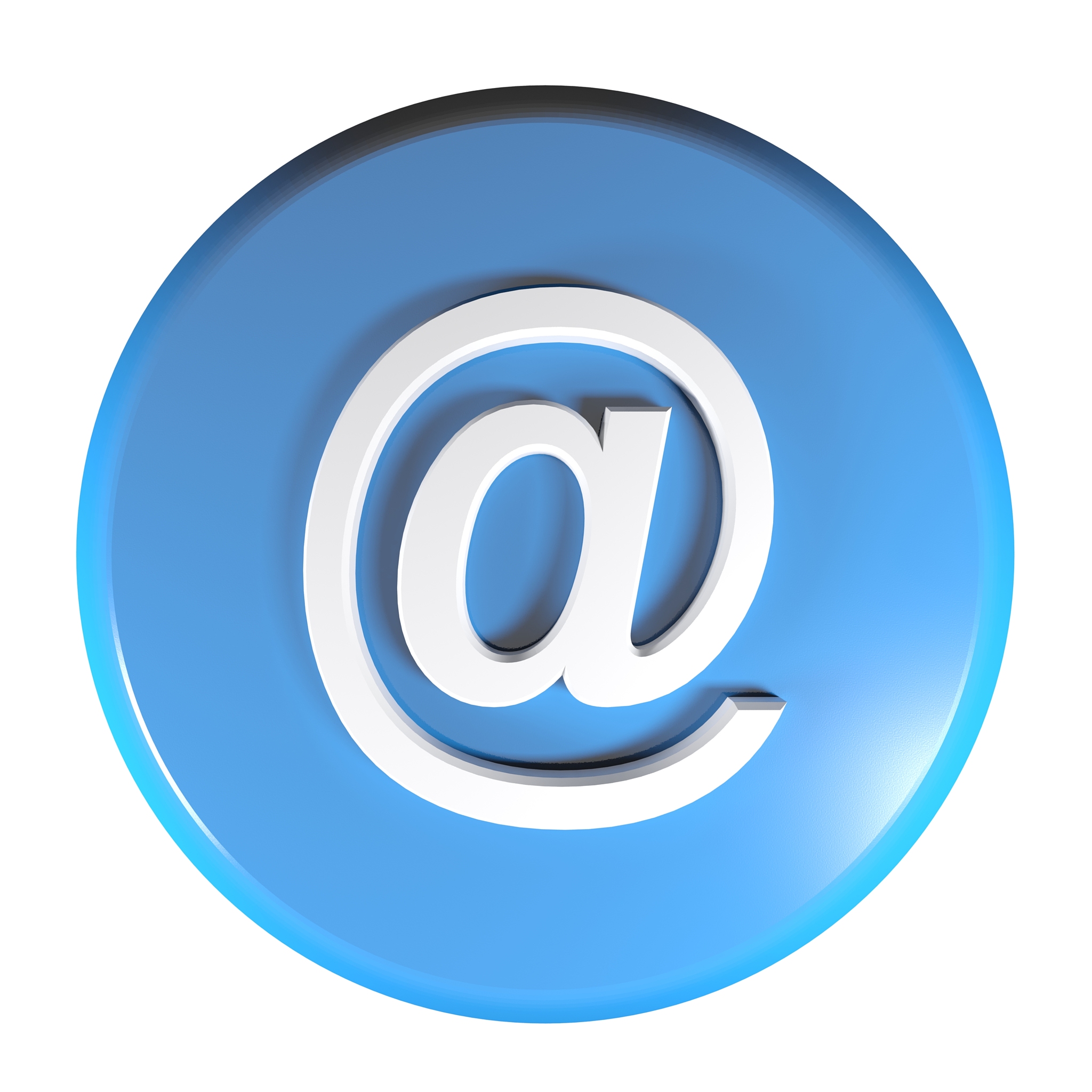 blue circle at - email push button - 3d rendering illustration