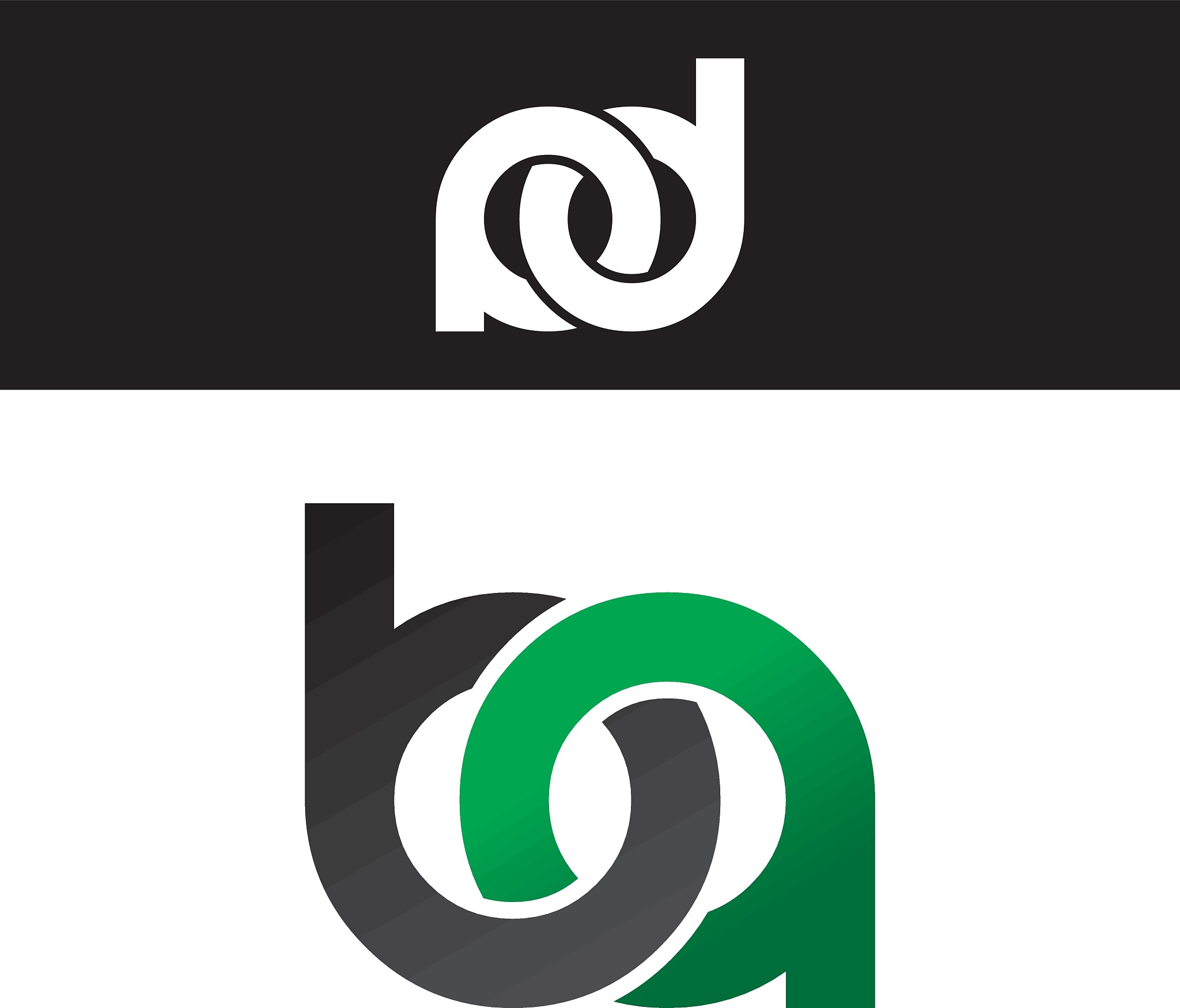 initial letter linked overlapped uppercase logo green black