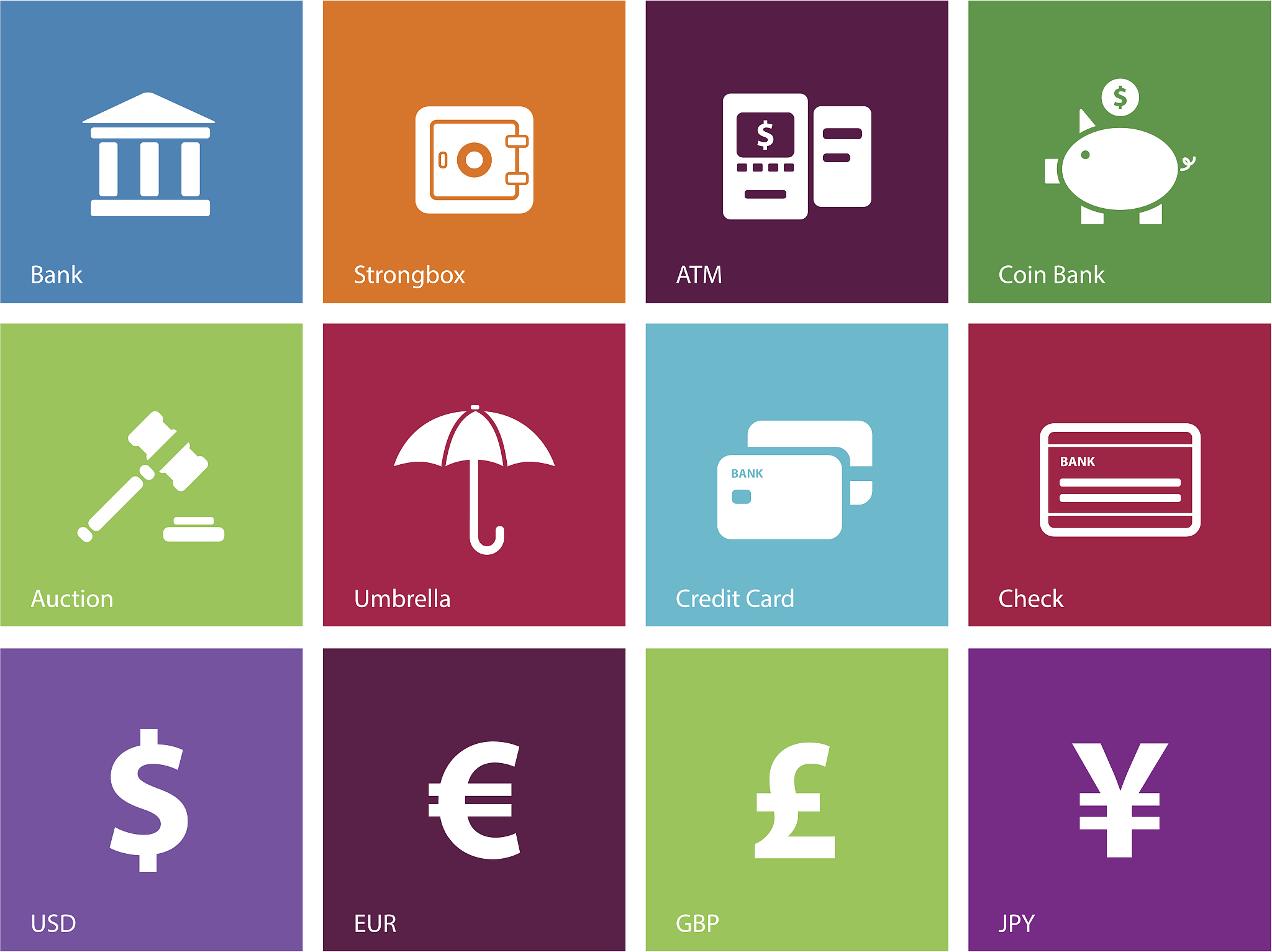 banking icons | metro style