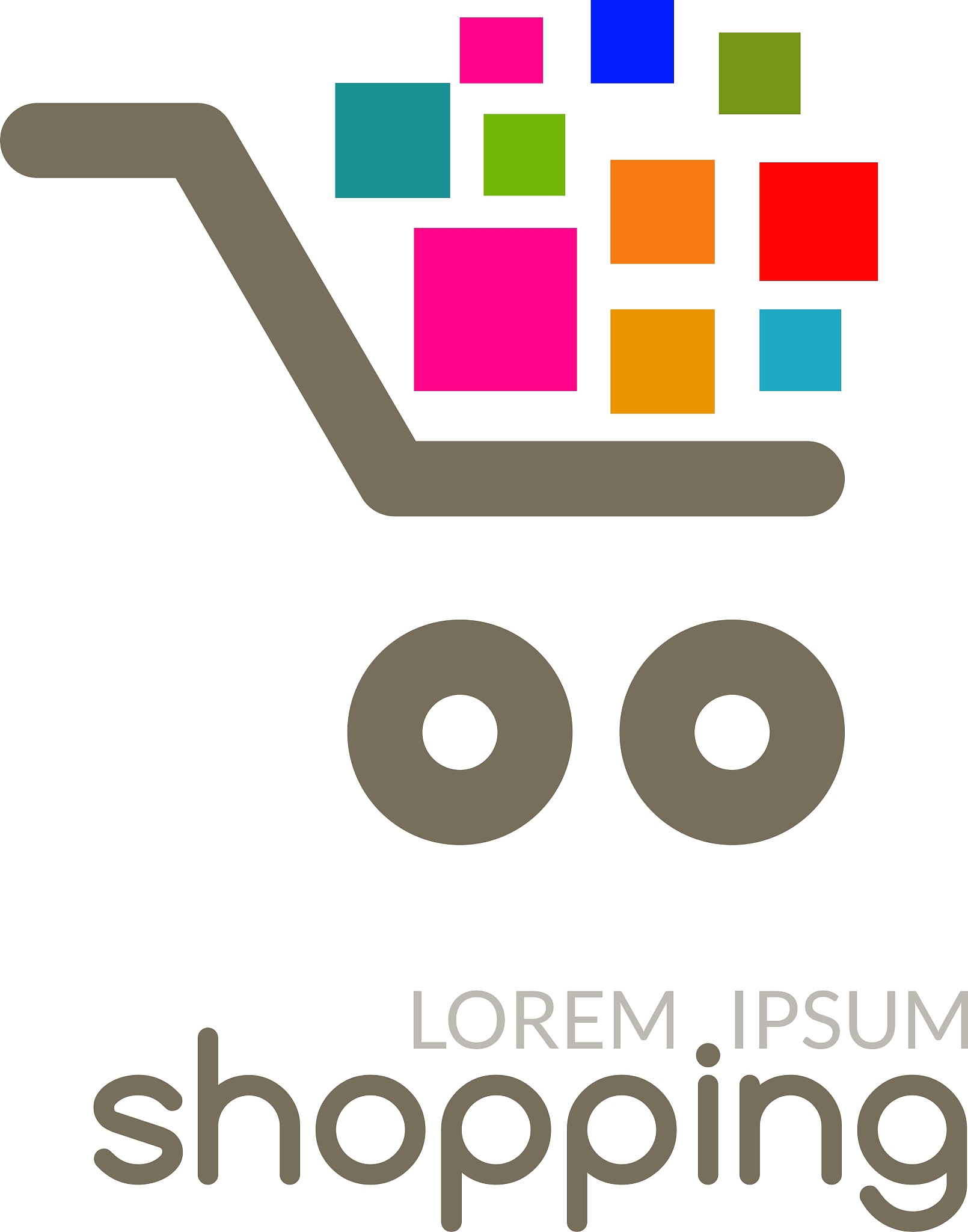online shop mall market concept cart logo design