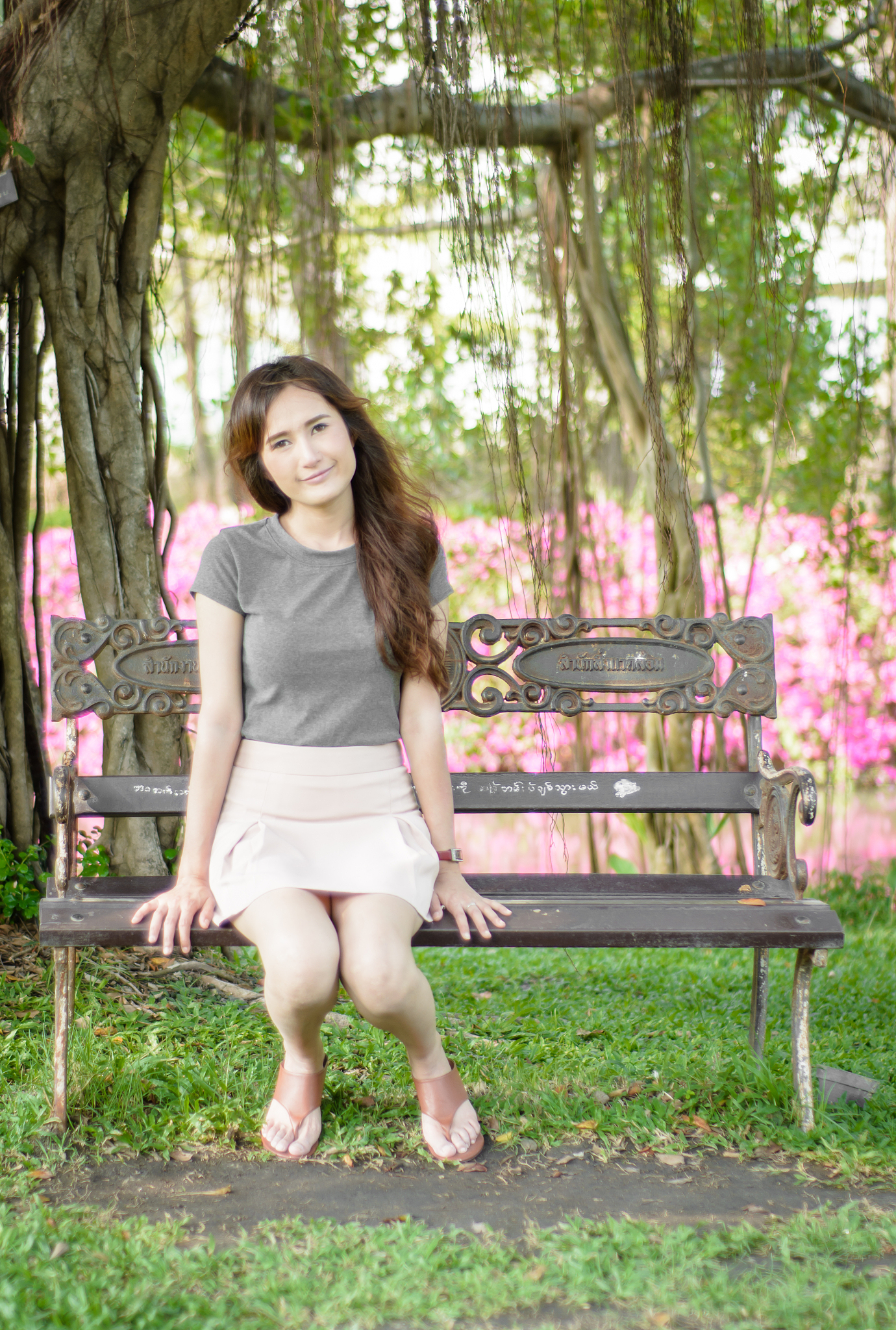 woman sitting and smile