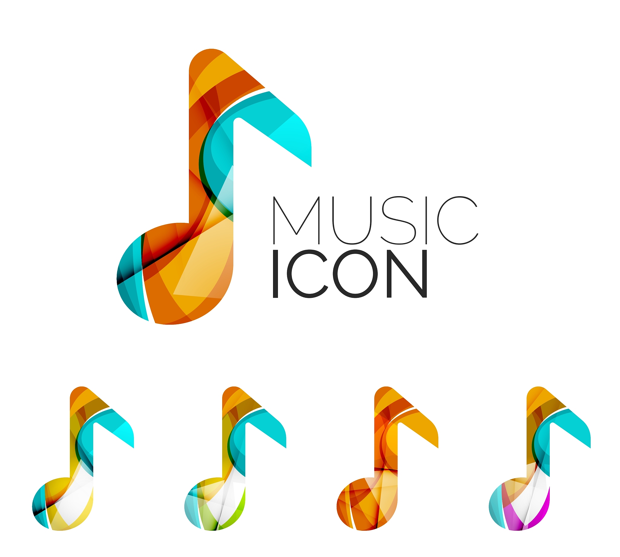 set of abstract music note icon business logotype