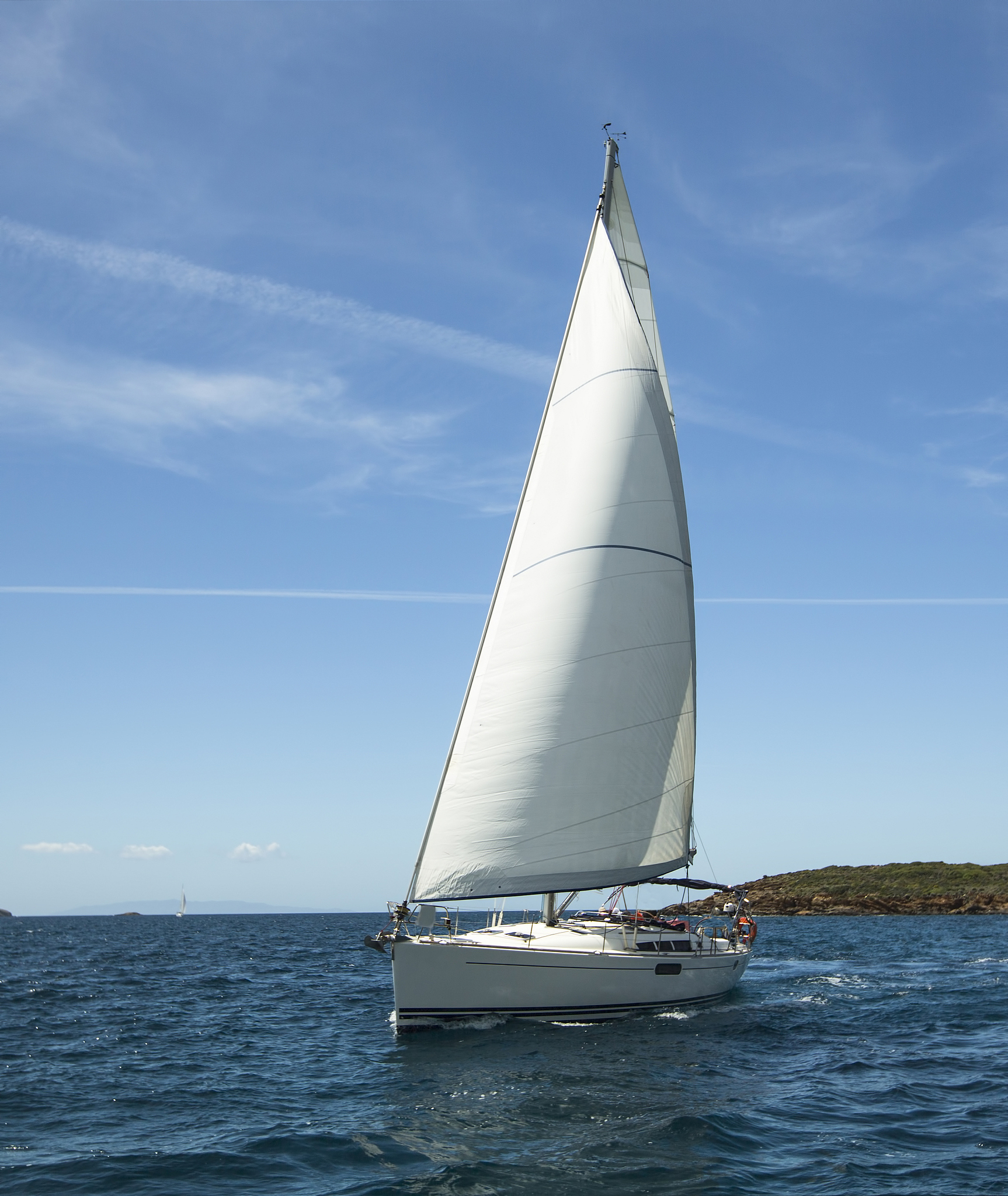beautiful sailboat on the sea. luxury yacht.