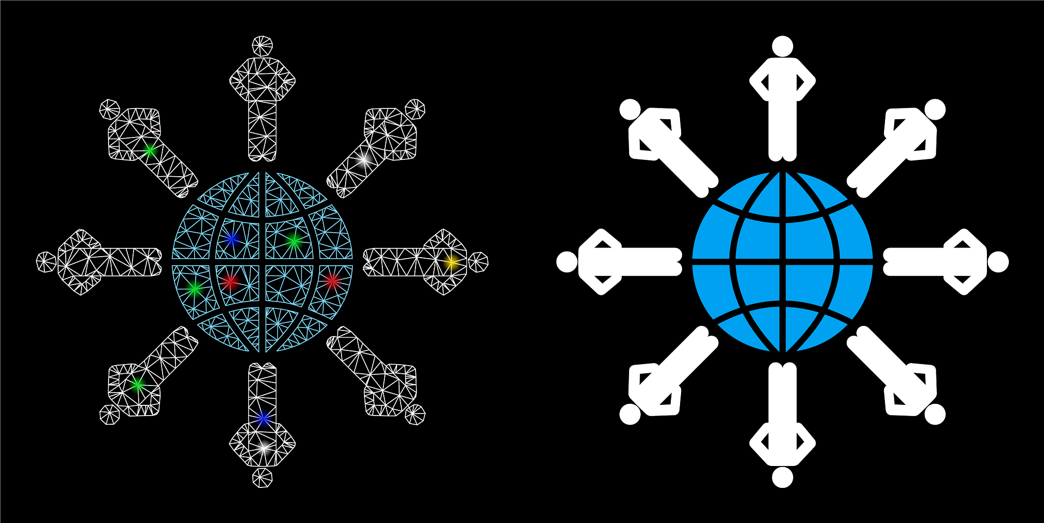 bright mesh network planetary society icon with