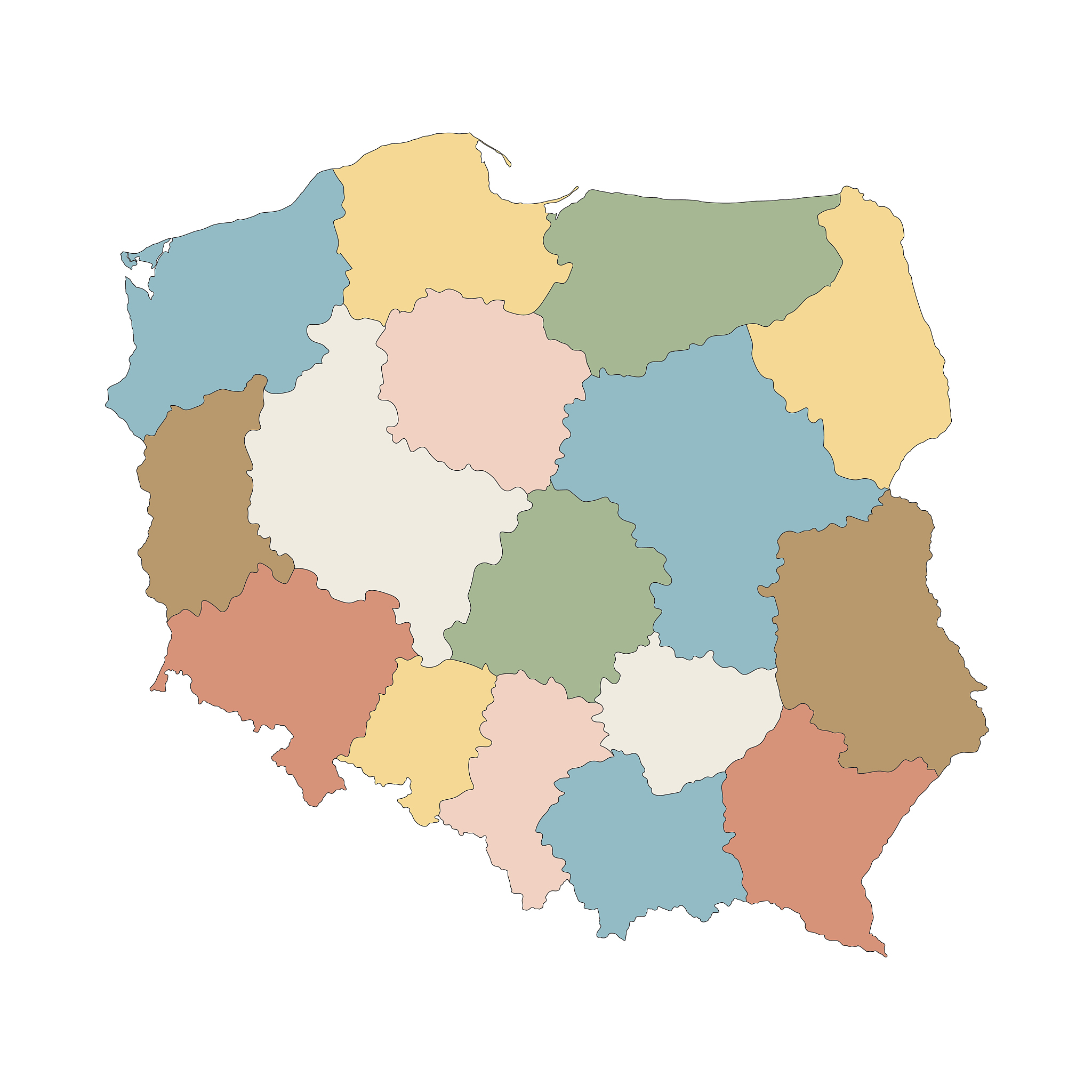 colorful vector map of poland