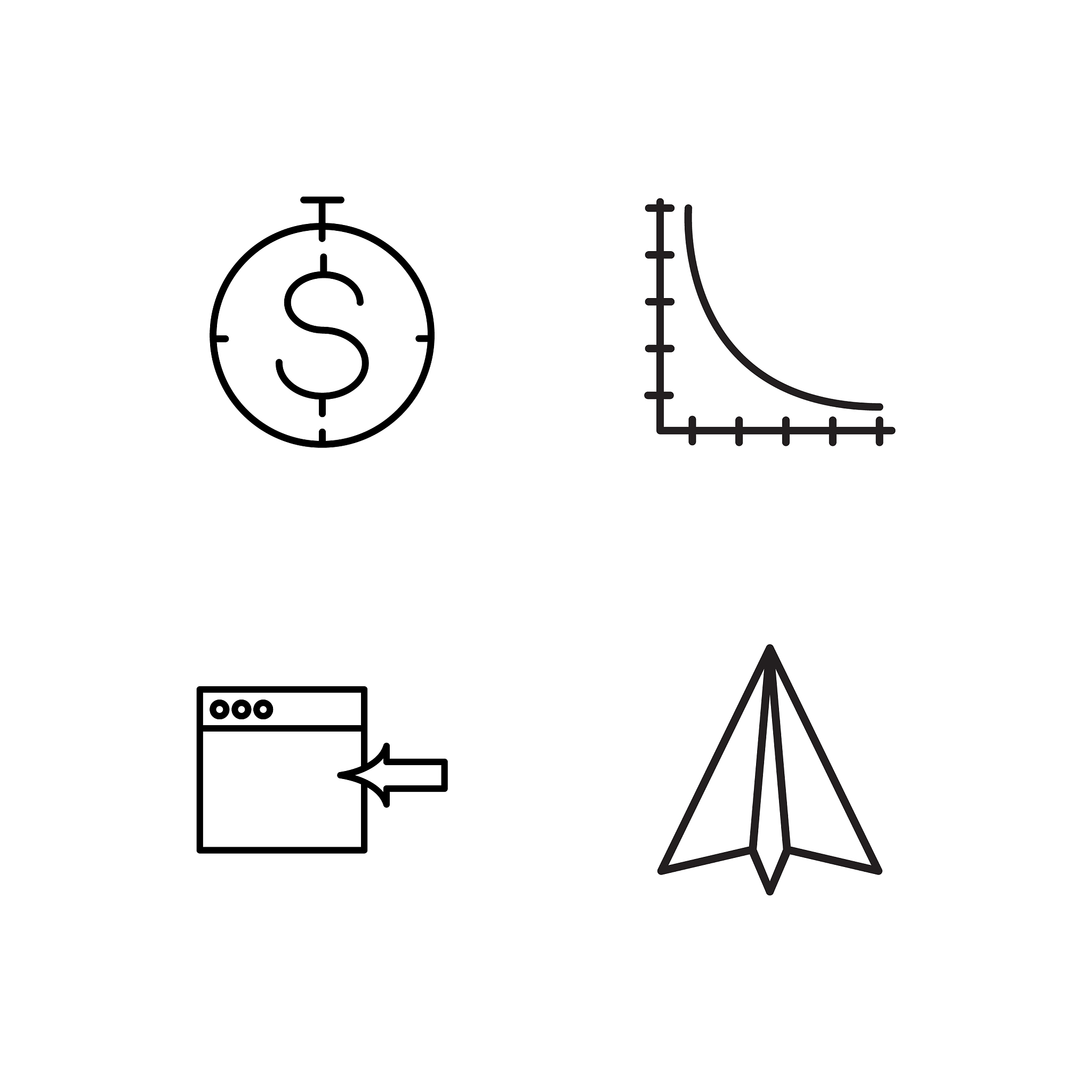 business simple outlined icons set
