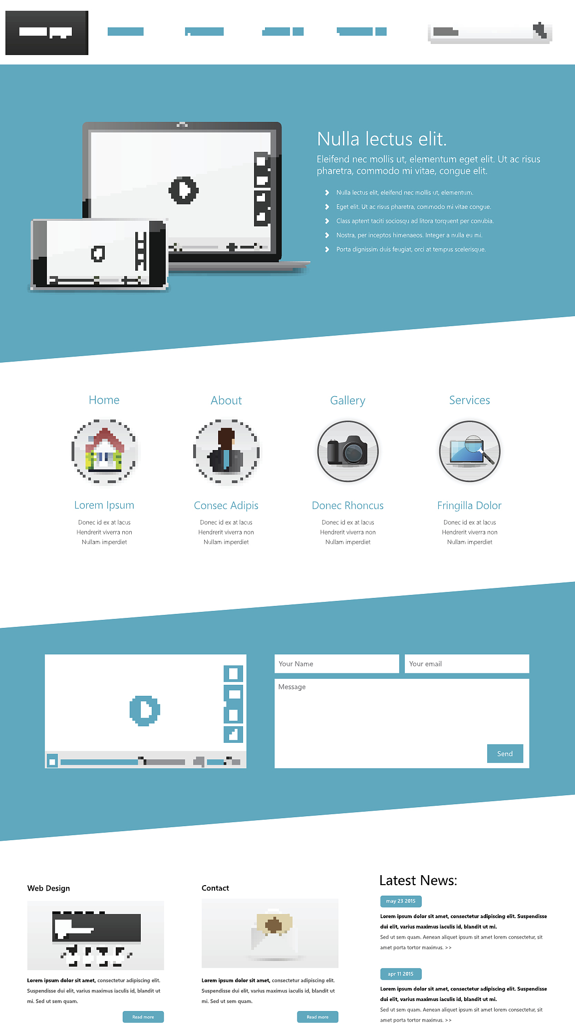 one page website interface template
