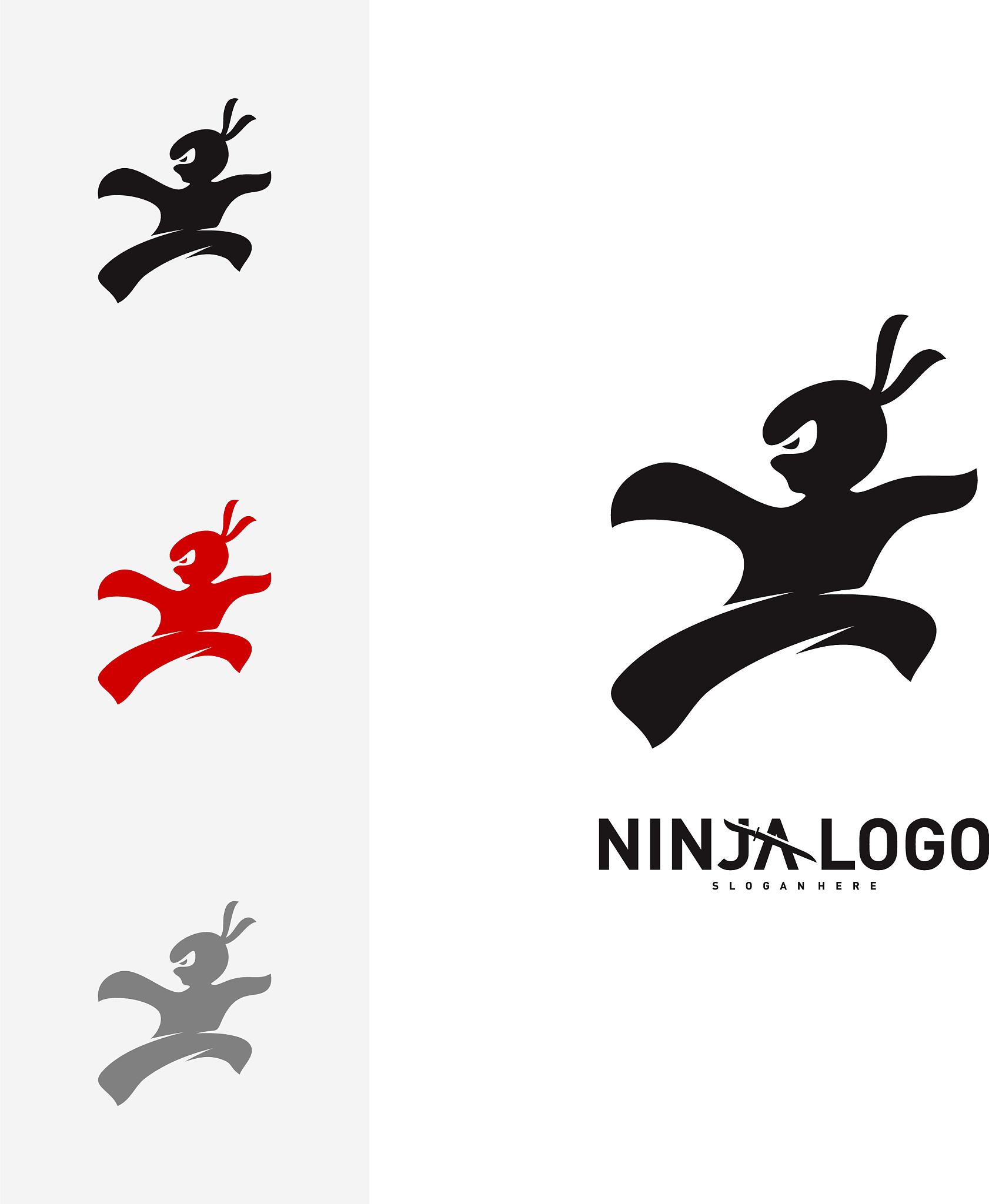ninja warrior logo design template silhouette of