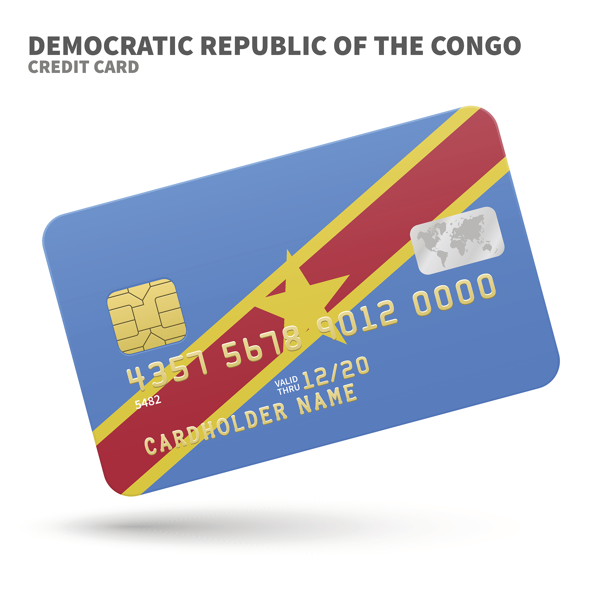 credit card with democratic republic of the congo flag backgroun