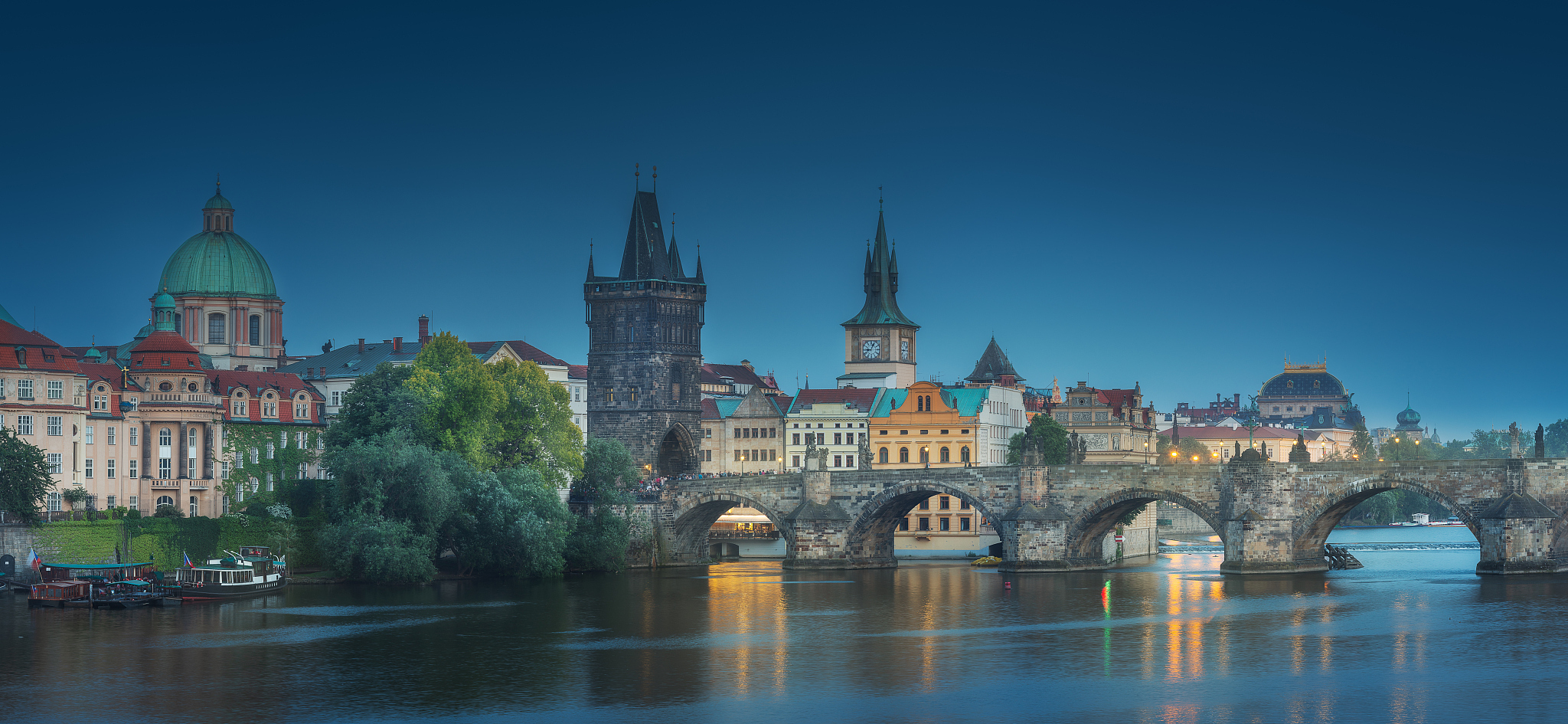 view of charles bridge prague, czech republic.