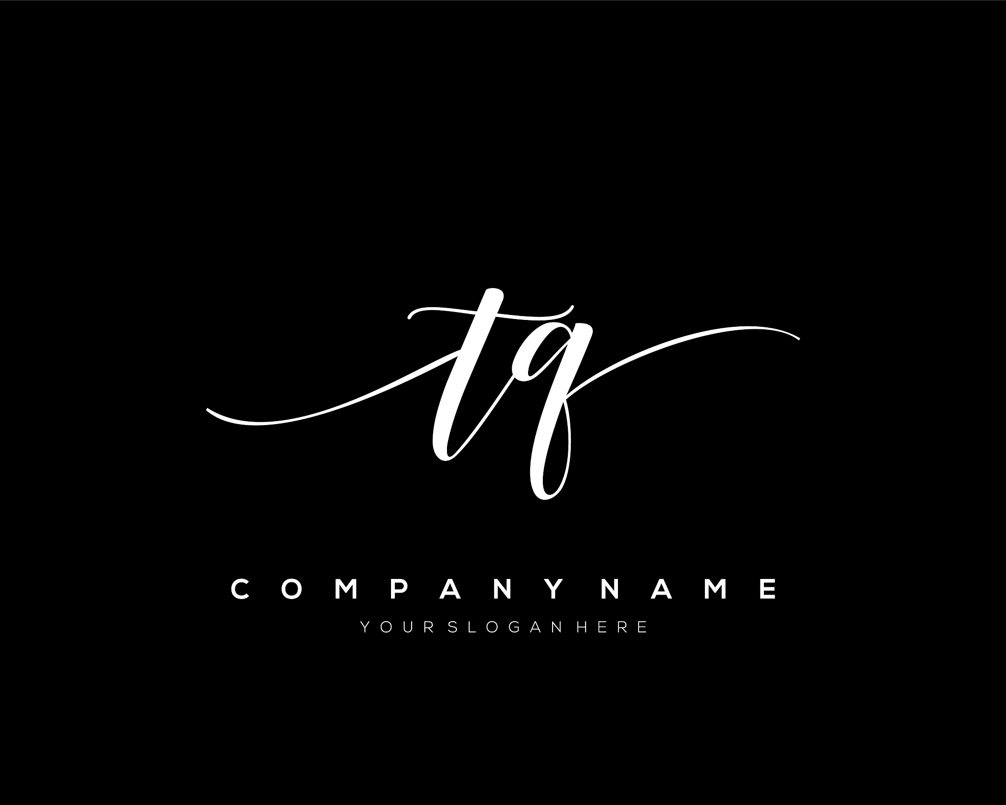 tq initial letter handwriting logo hand drawn